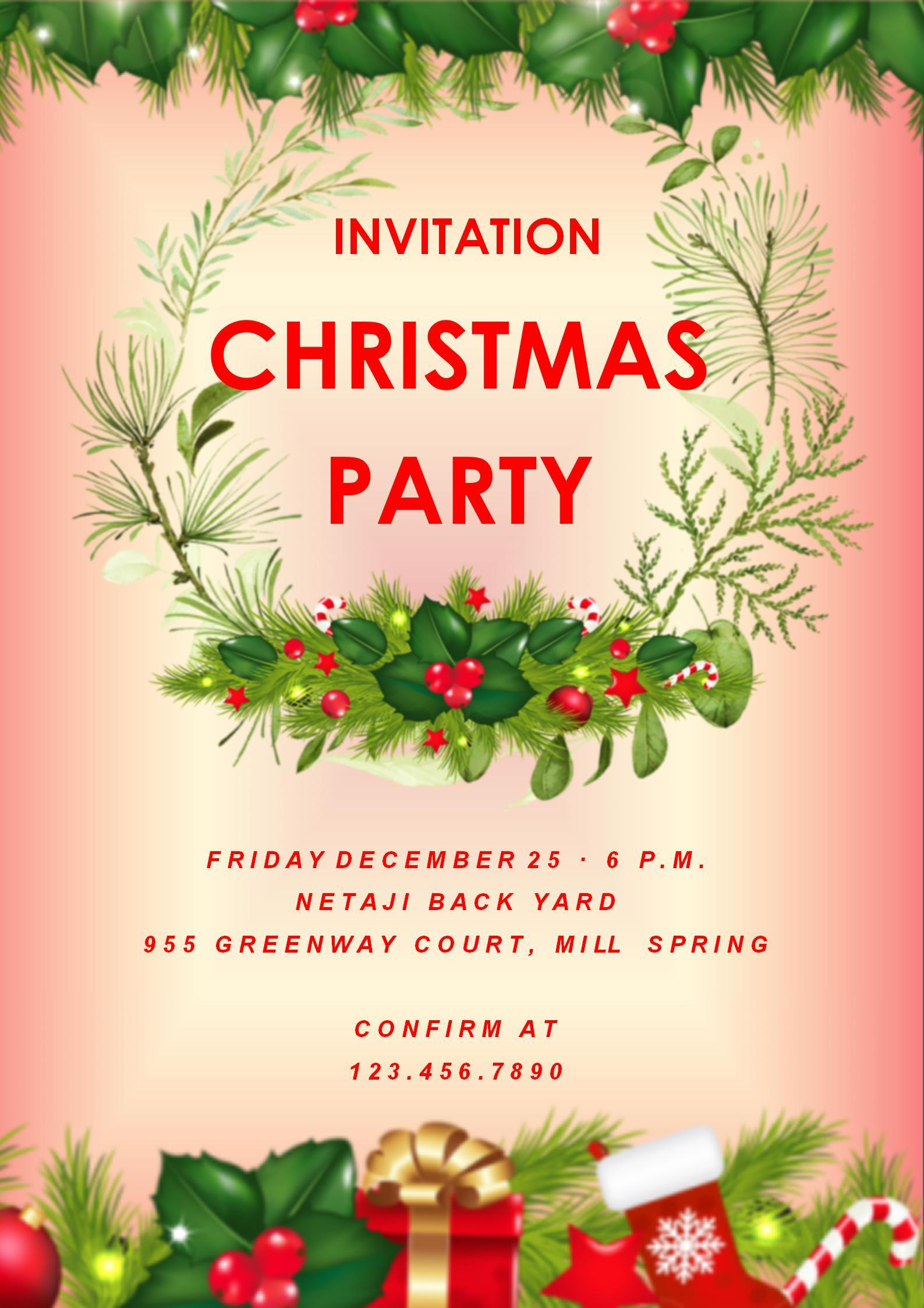 Word Of Christmas Invitation.docx | Wps Free Templates for Christmas Invitation Download Template Free