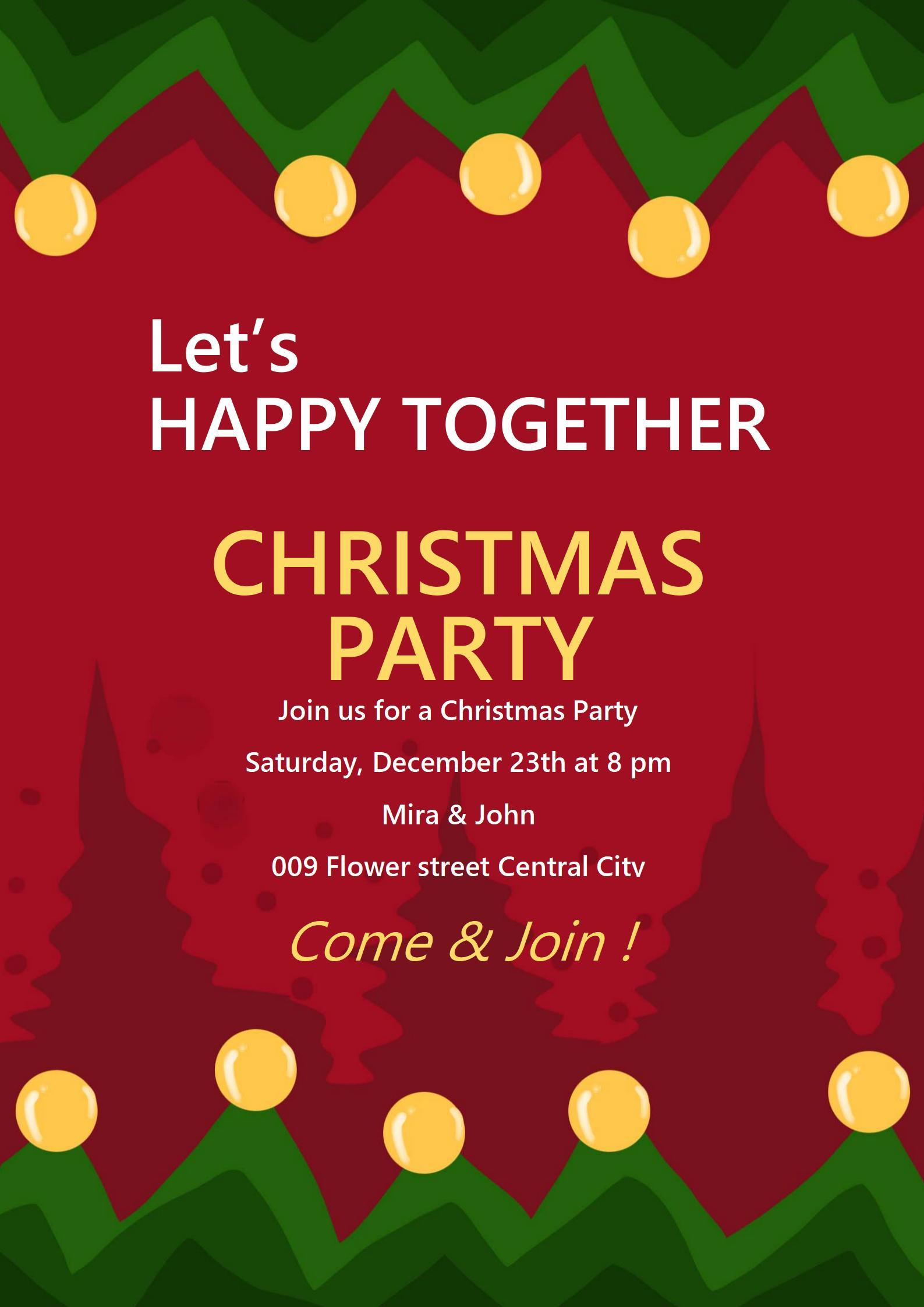 Word Of Christmas Party House Invitation Card.docx | Wps Free in Christmas Party Invitation Letter Template