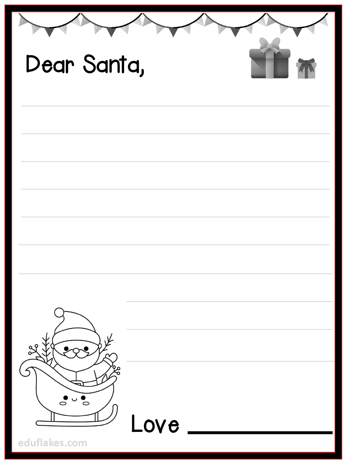 Write To Santa: Free Printable Letter Templates For Kids - Eduflakes regarding Christmas Letter Template Black And White