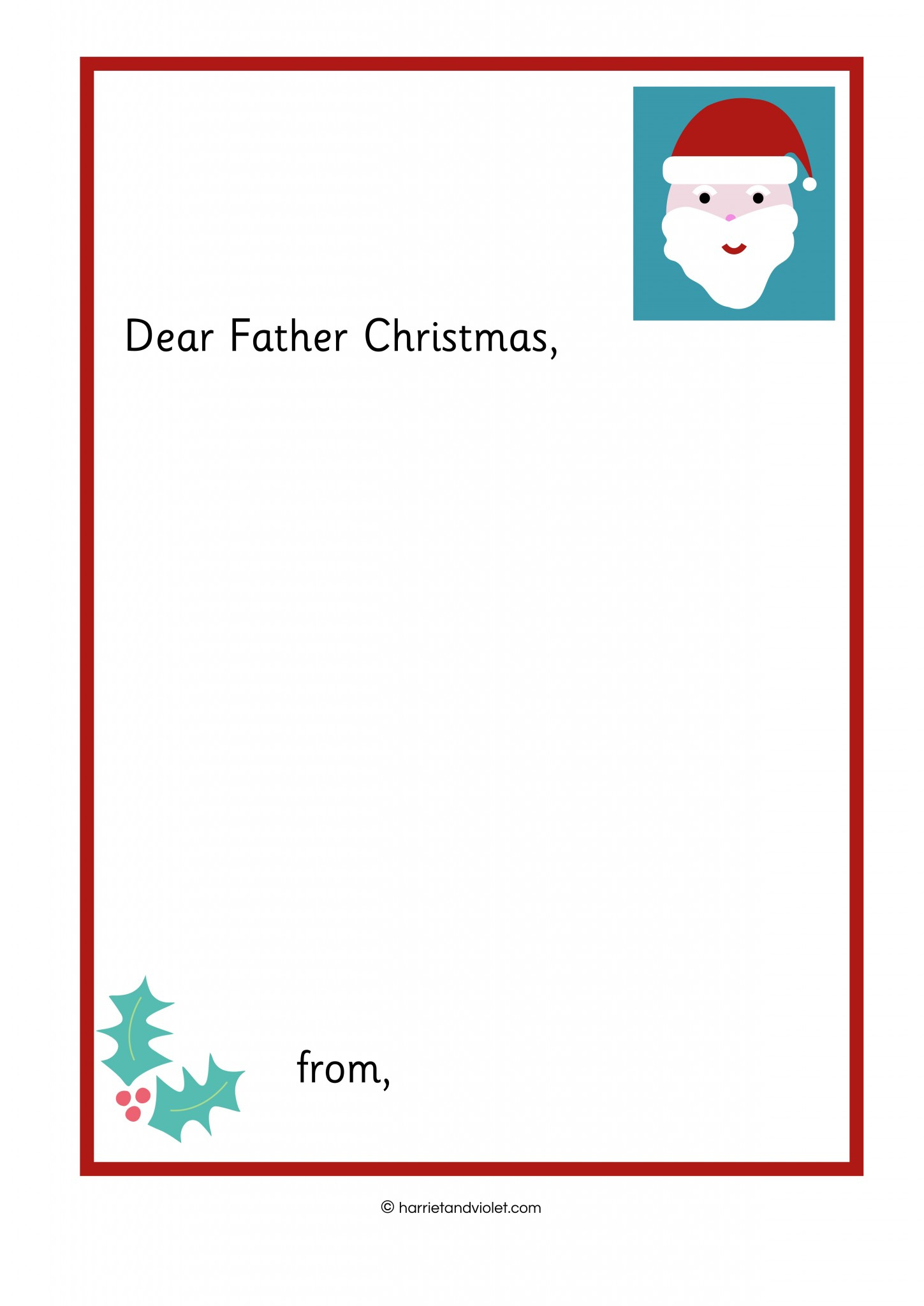 Writing A Letter To Father Christmas - Printable Teaching for Christmas Letter Writing Template