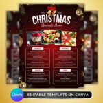 Xmas Menu Template   Etsy With Regard To Christmas Menu Flyer Template