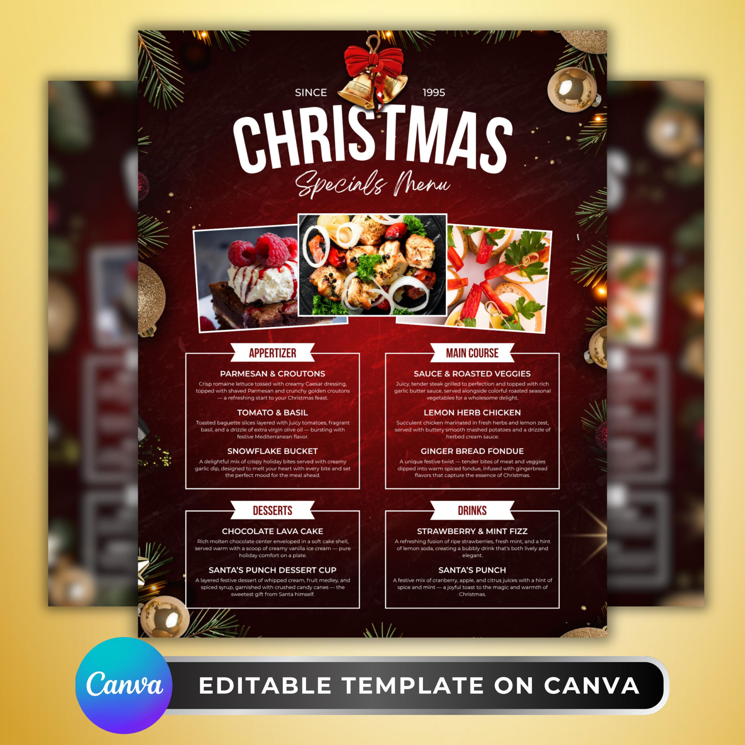 Xmas Menu Template - Etsy with regard to Christmas Menu Flyer Template