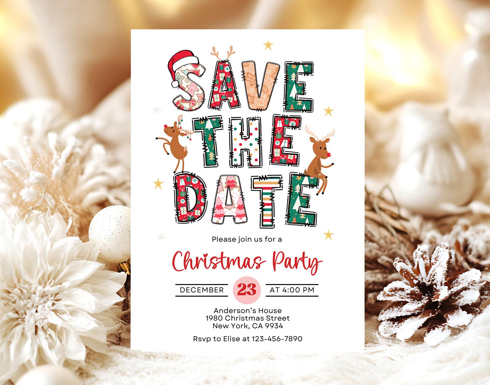 Xmas Save The Date - Etsy.de with Christmas Save The Date Template