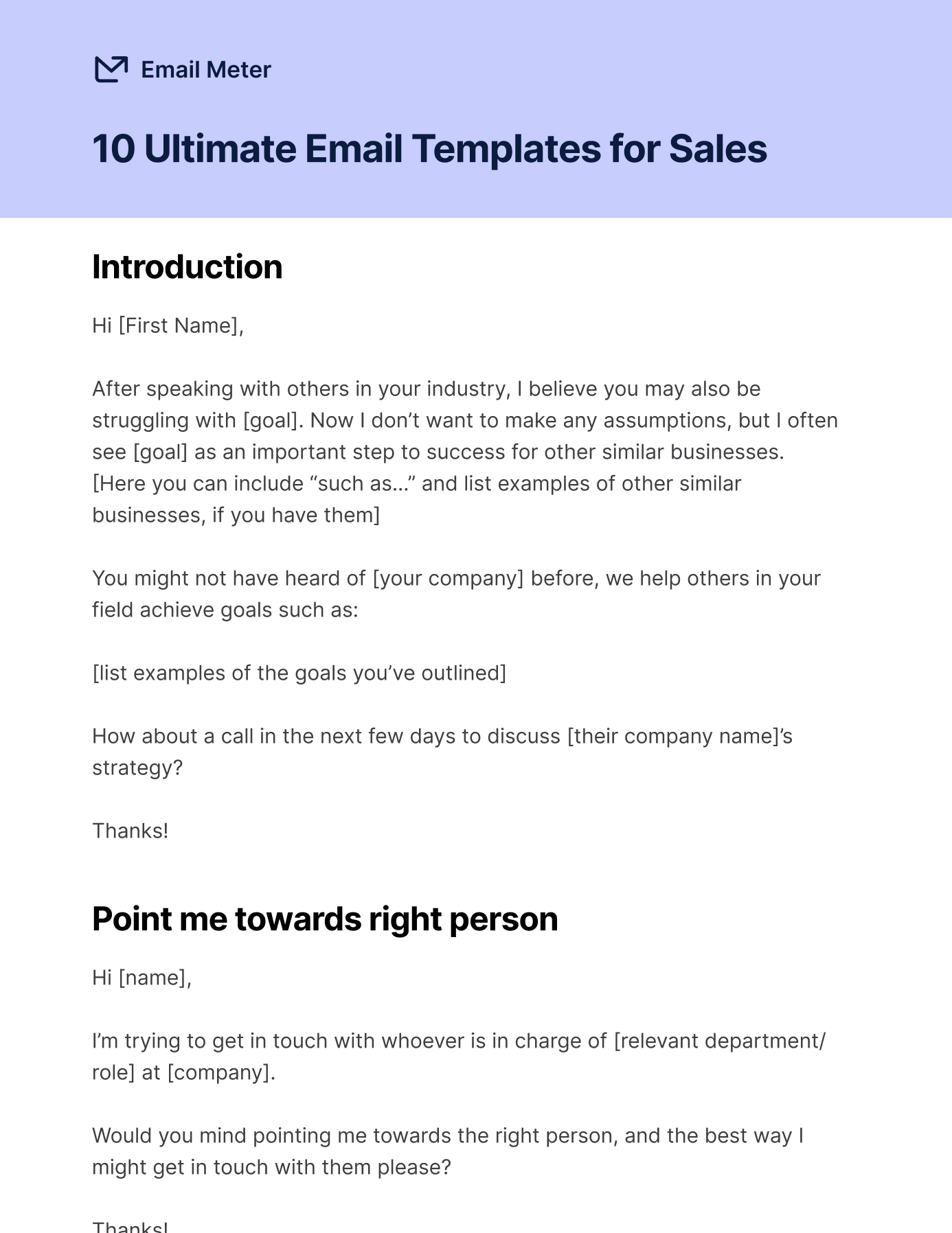 sample sales email template