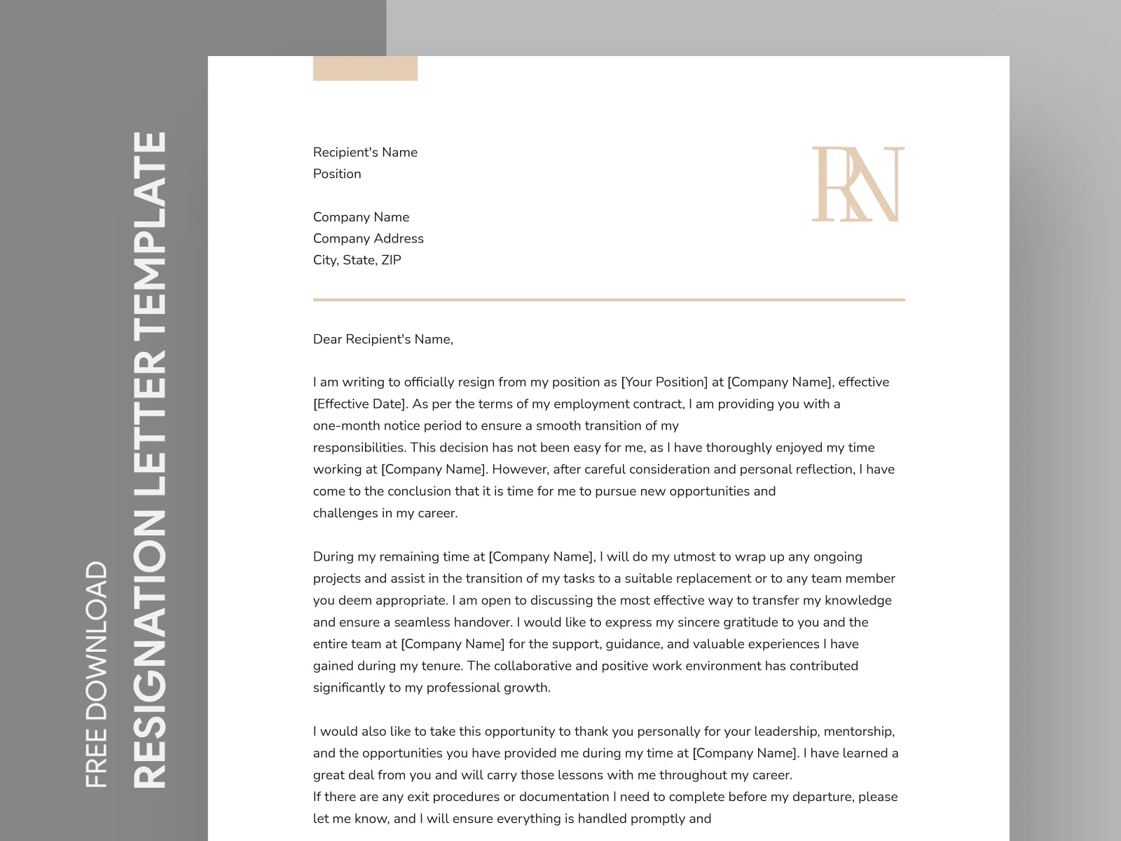 23602031 1 Month Notice Resignation Letter Free Google Docs Template