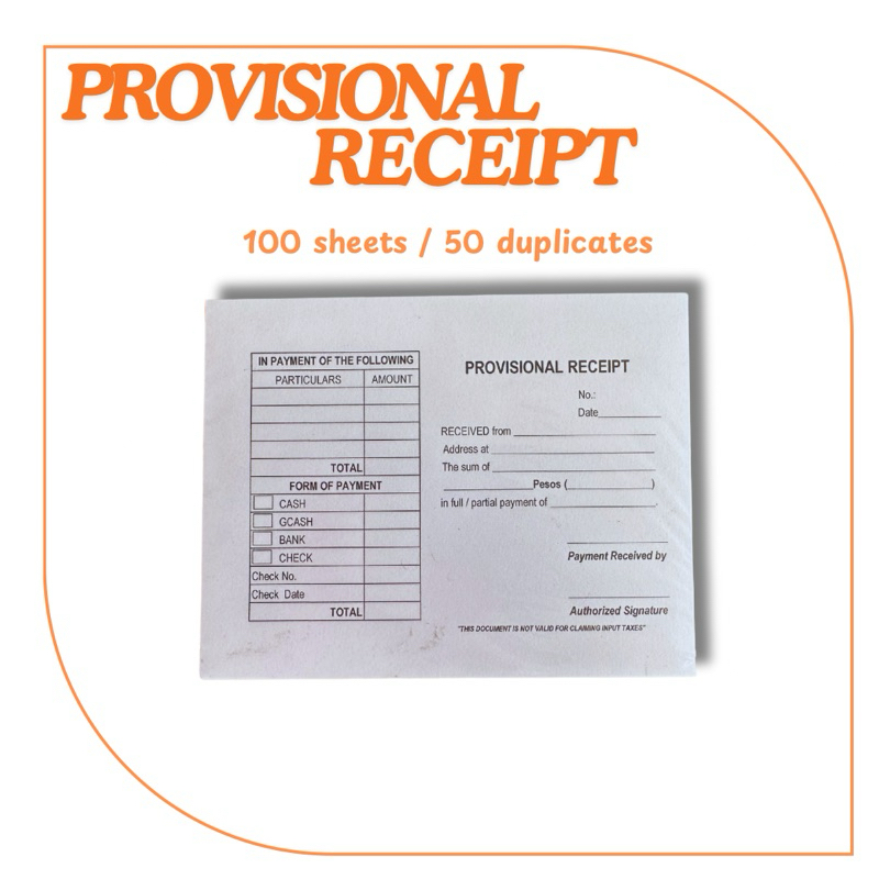 3 Pads X GENERIC PROVISIONAL RECEIPT With Duplicate I 265133689 29458146262