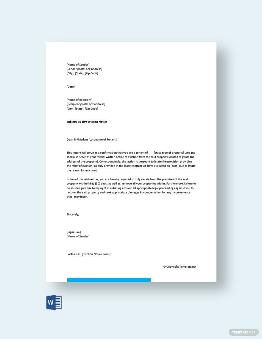 30 Day Eviction Letter