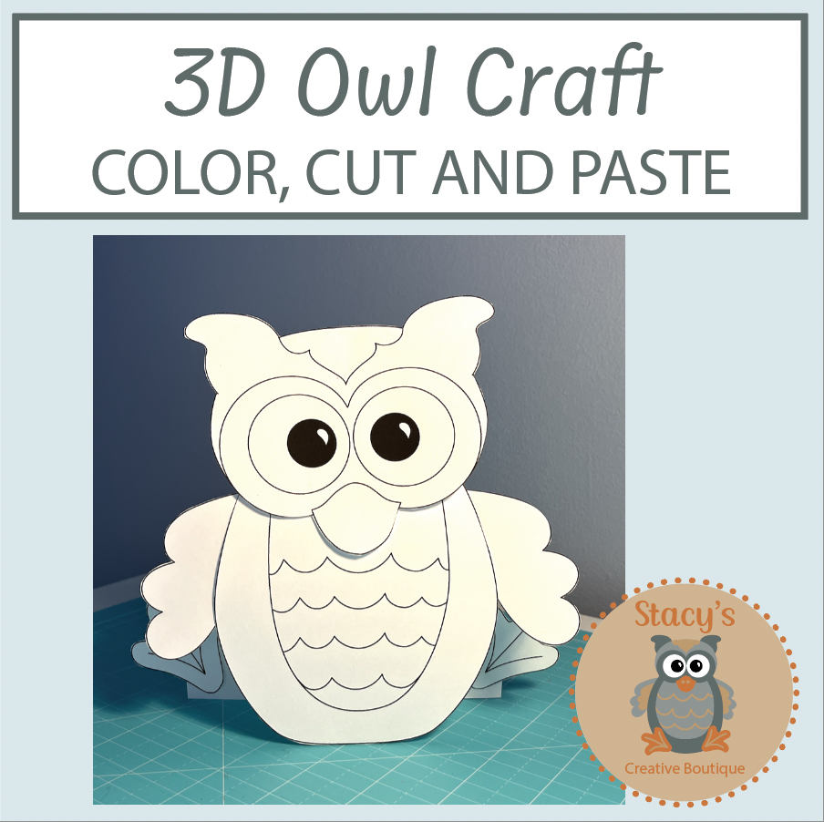 3d Owl Art Project Animal Cut Color And Paste Craft Activity