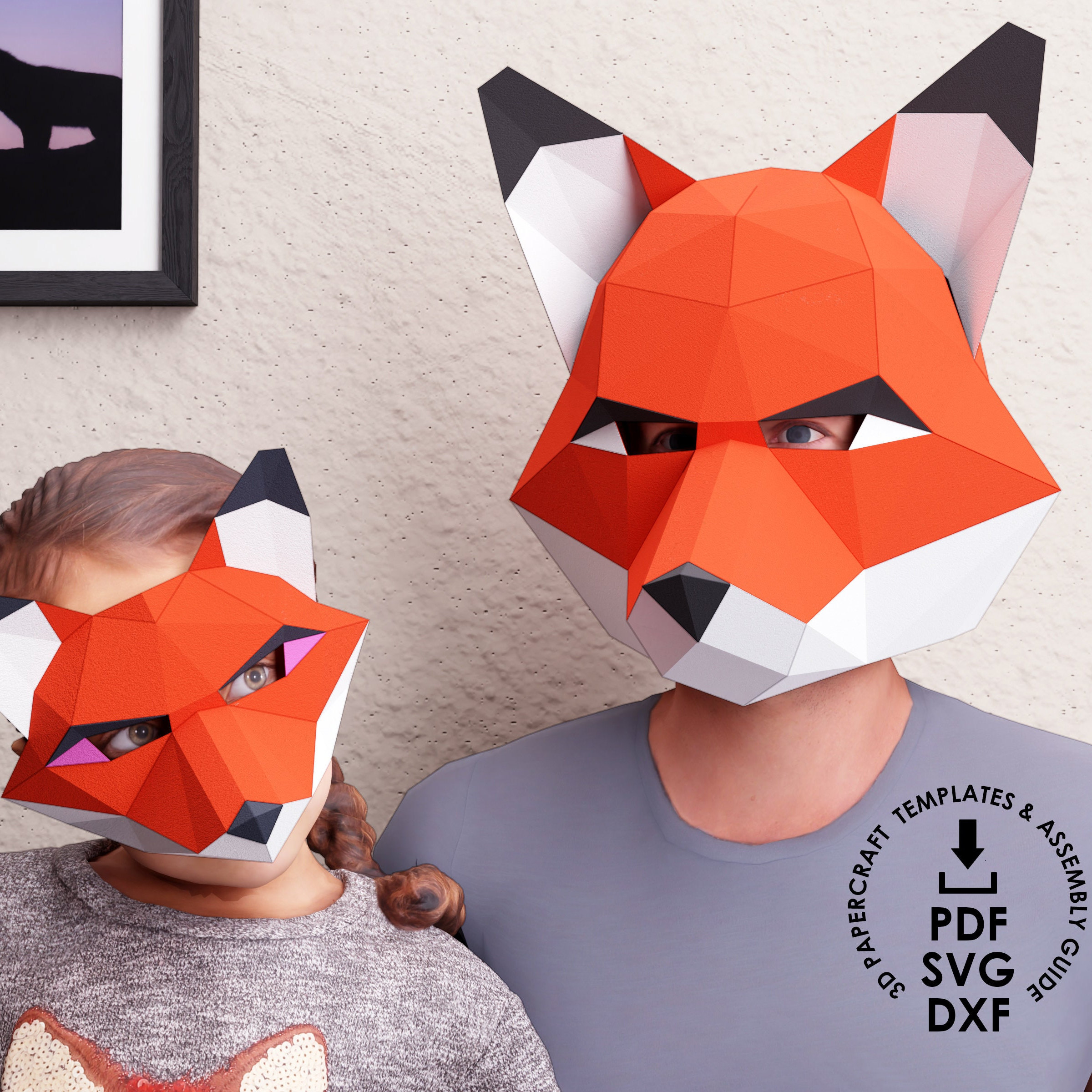 free printable 3d fox mask template