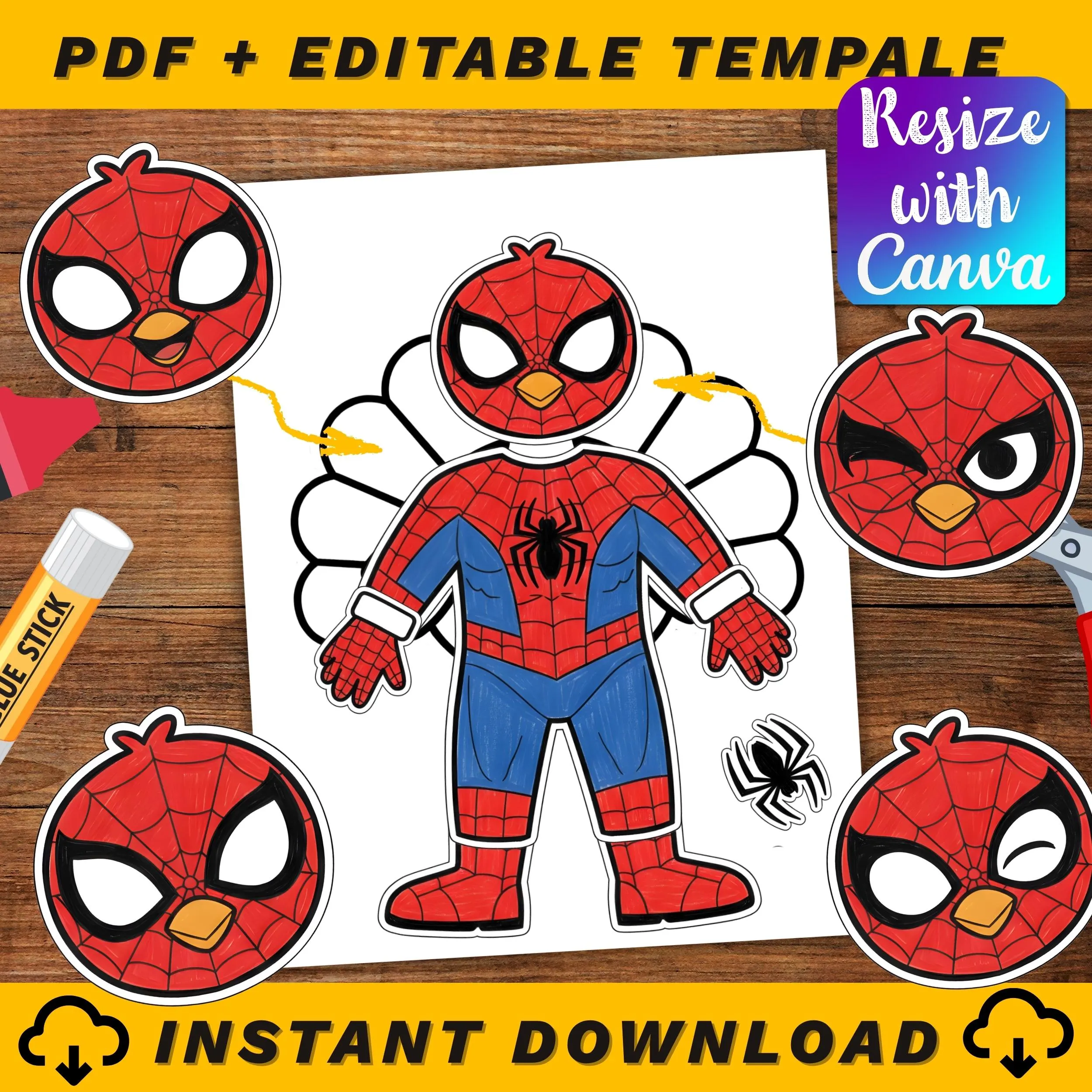4 In 1 Spider Turkey Disguise Printable