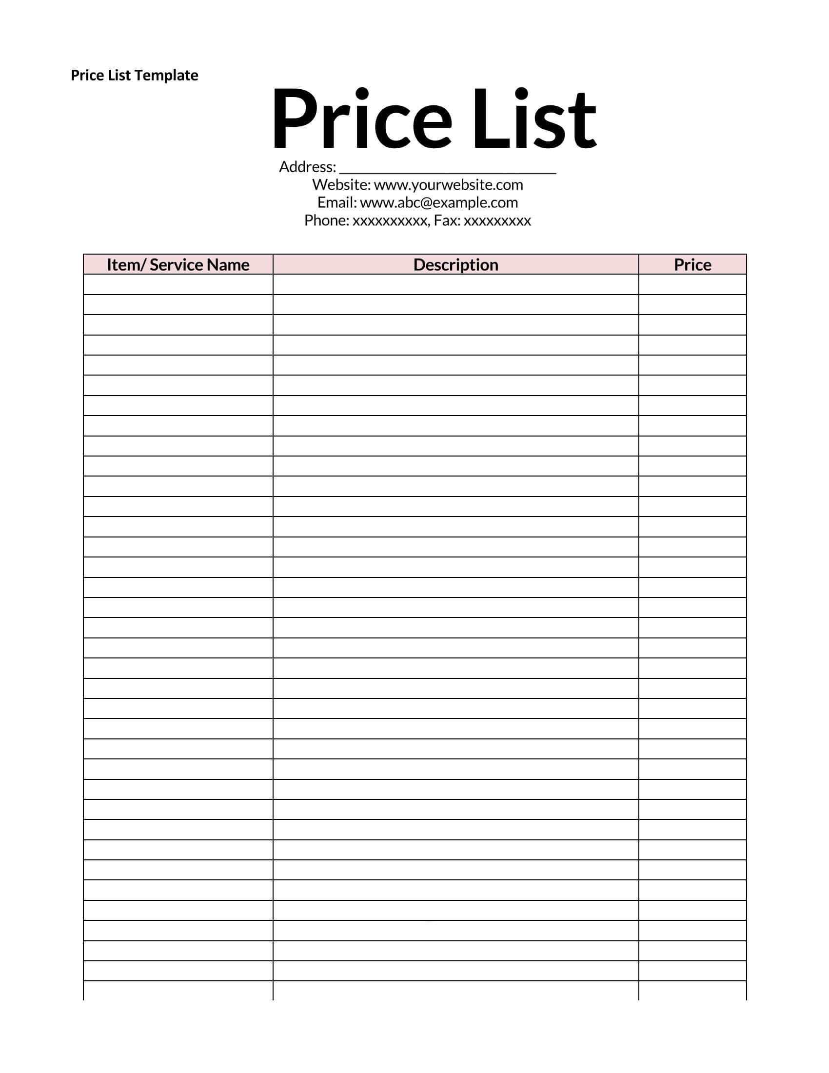 45 Free Price List Templates 45 Free Price List Templates