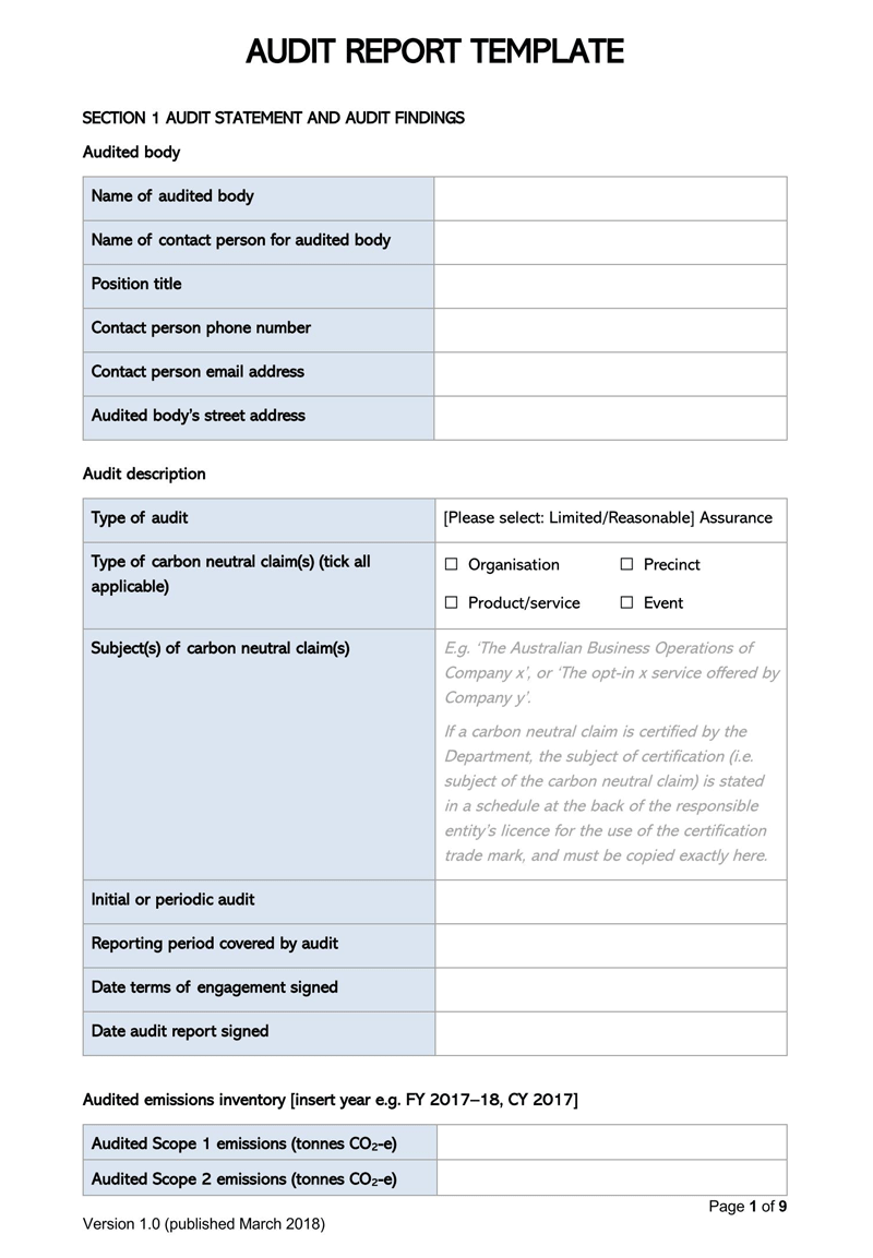 sample audit working papers template