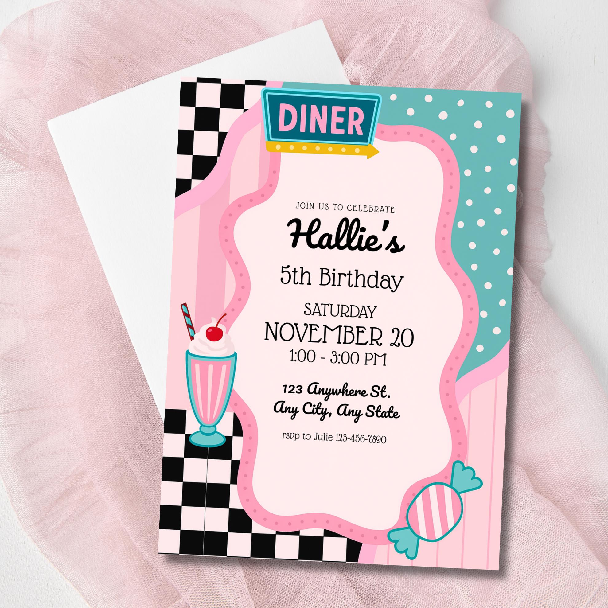 50s Diner Birthday Invitation Template 50s Diner Birthday Invitation Template