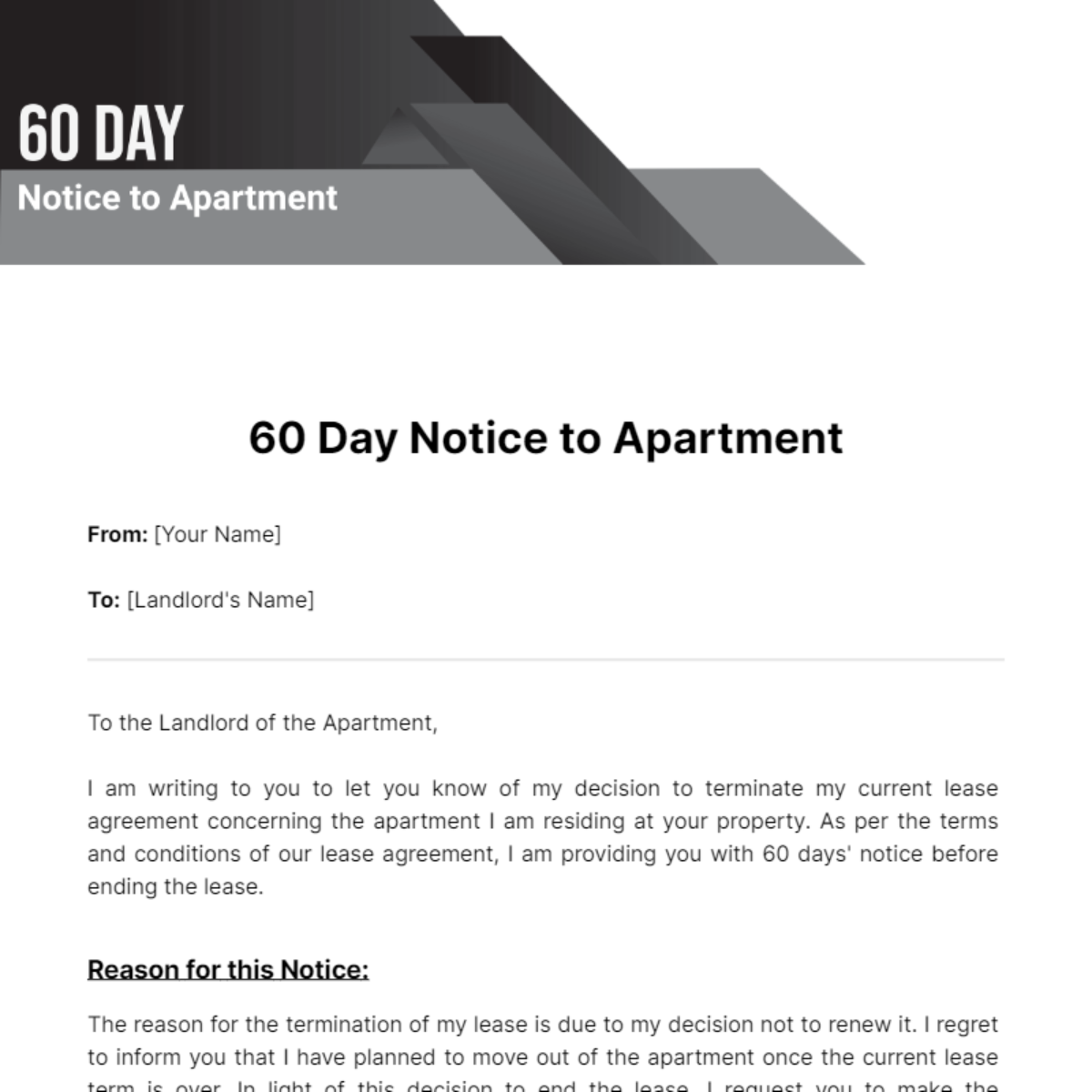 60 Day Notice To Apartment