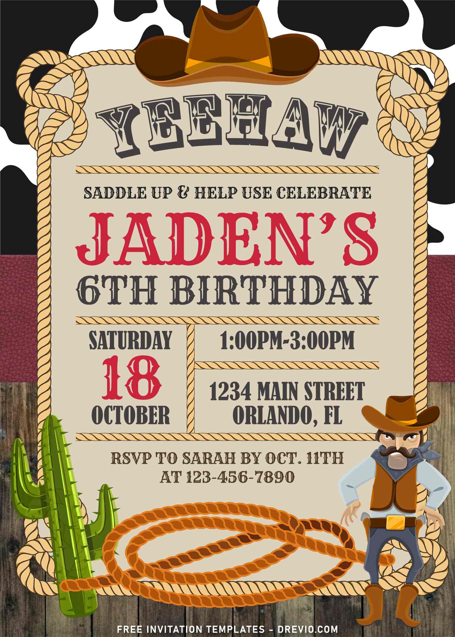 free printable cowboy invitation template