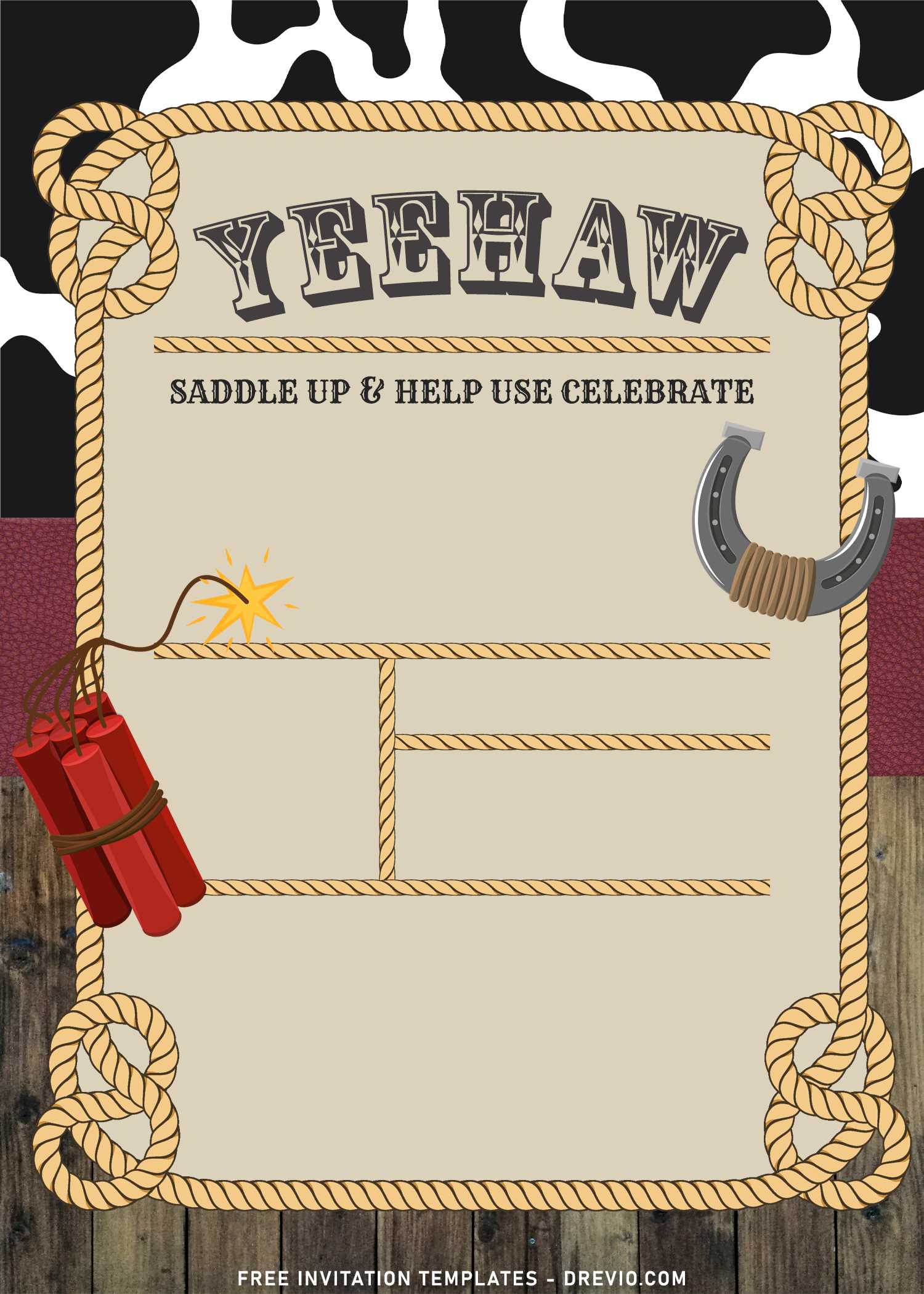 7 Yee Haw Western Cowboy Birthday Invitation Templates