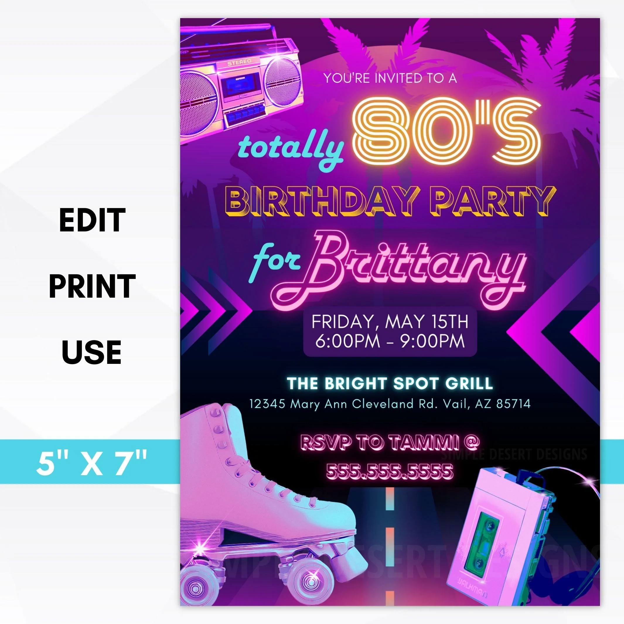 80s Birthday Party Invitation 80s Birthday Party Invitation
