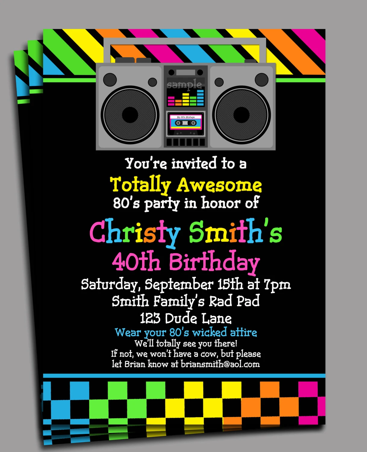 80s Party Invitation Personalized