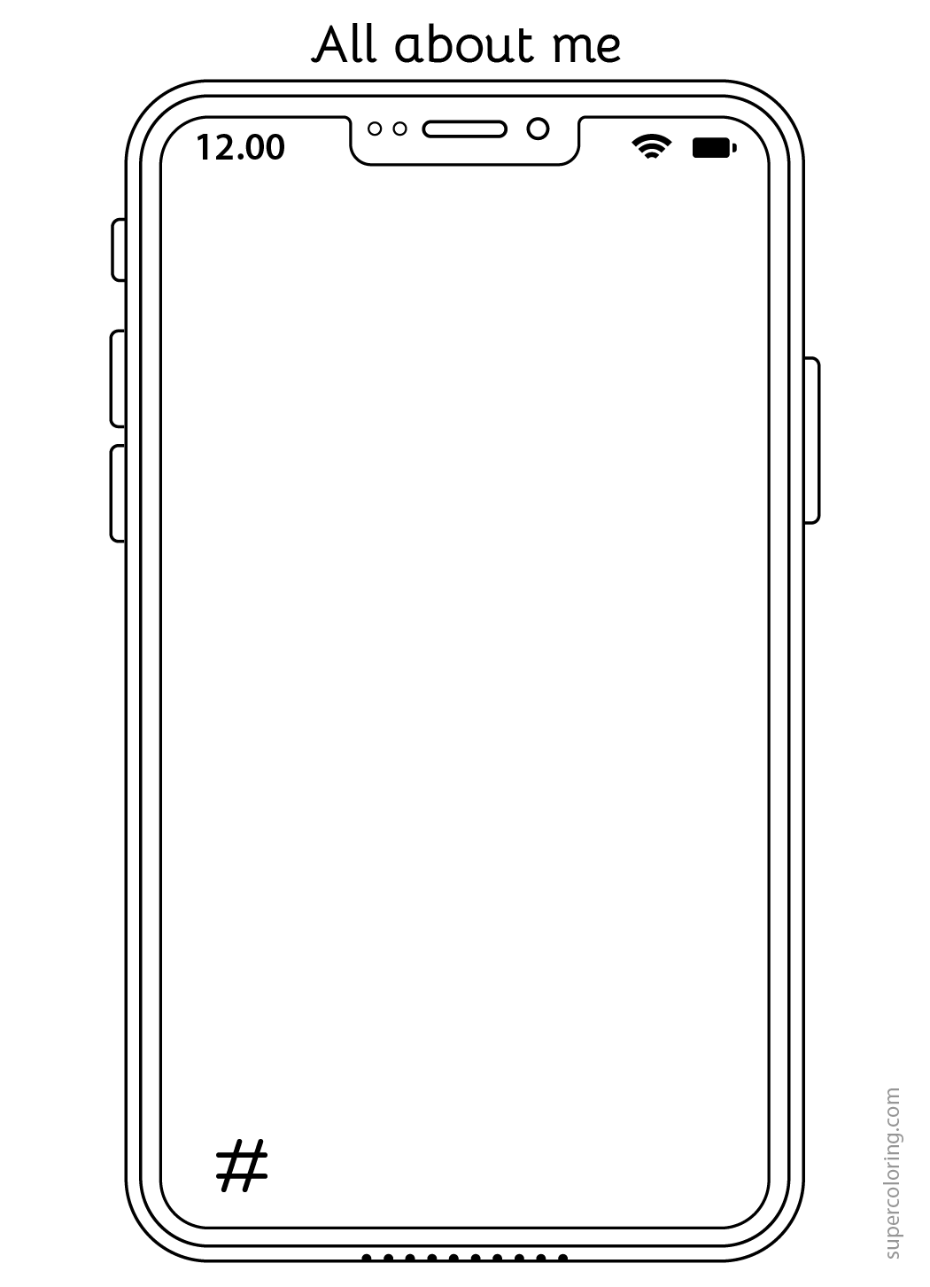 About Me Phone Template For Writing Activity