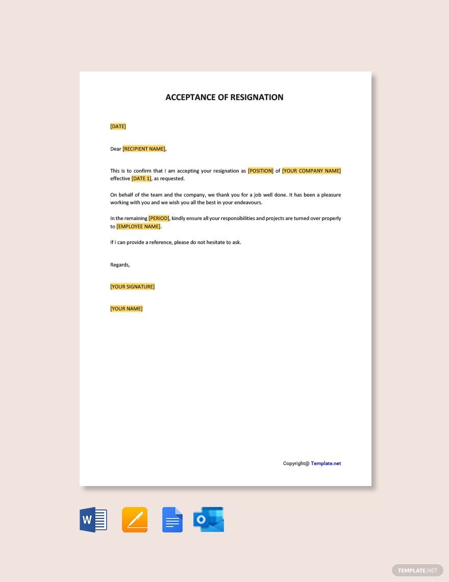 Acceptance Of Resignation