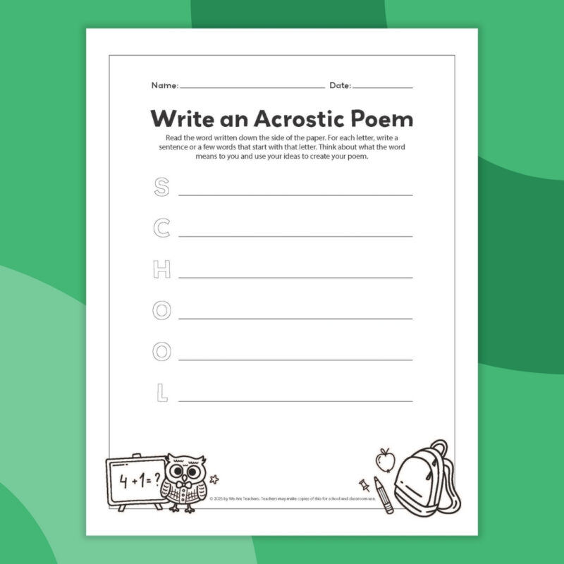 Acrostic Poem Template
