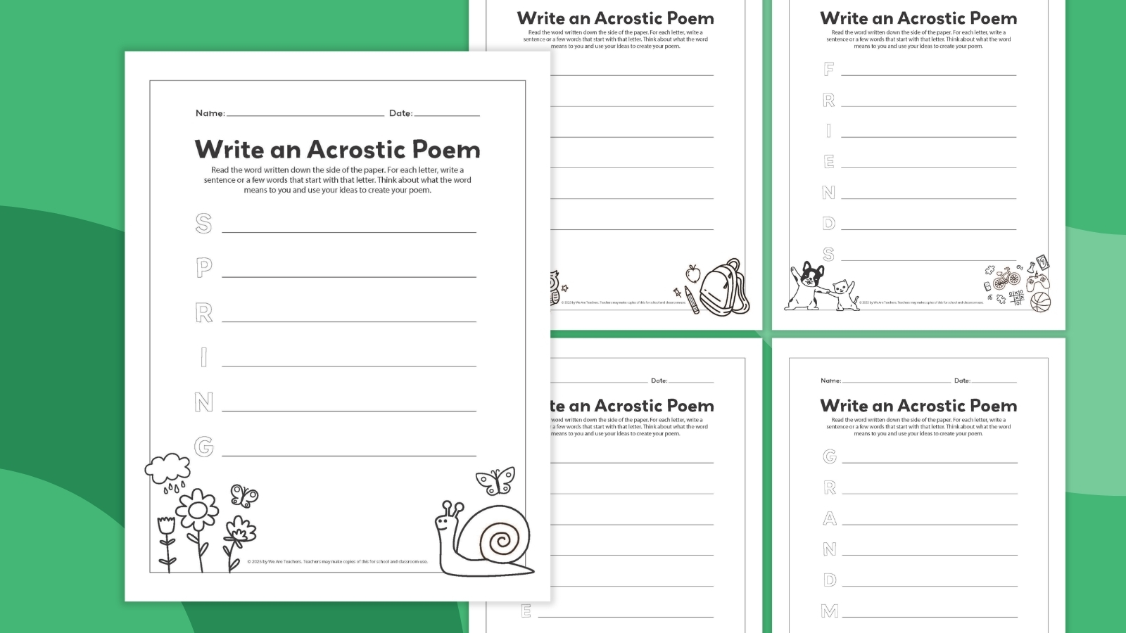 Acrostic Poem Template