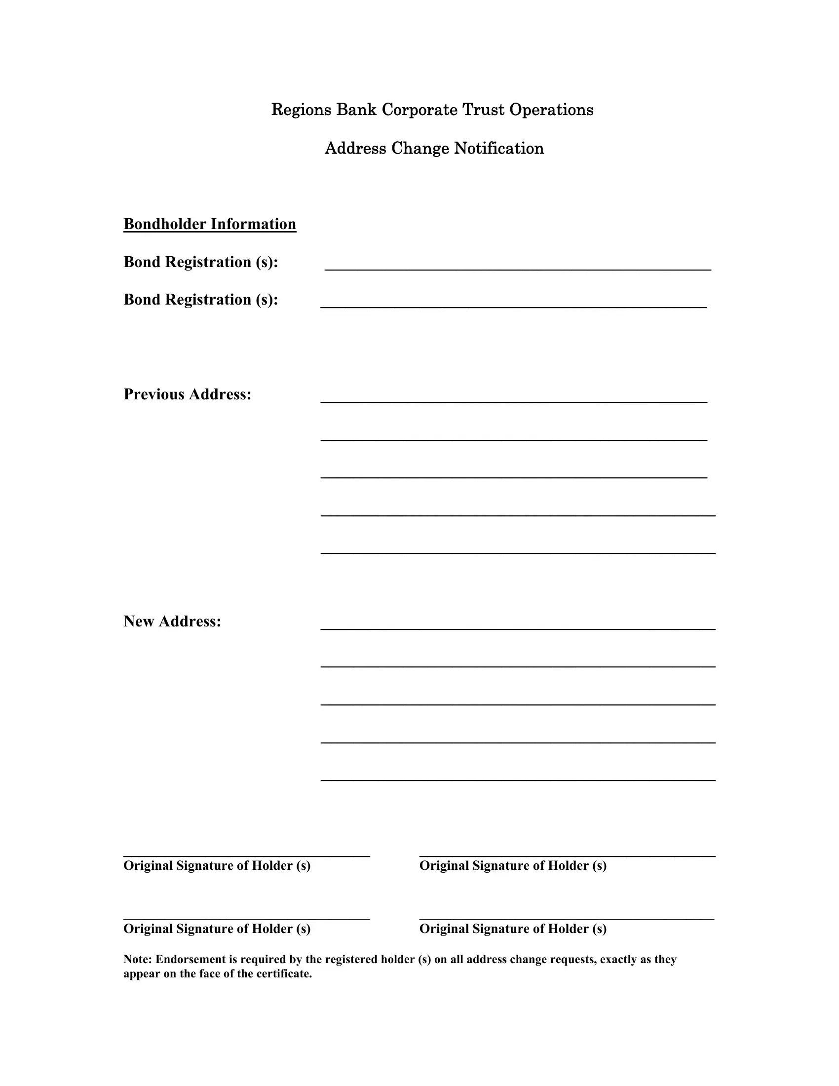 Address Change Form Address Change Form