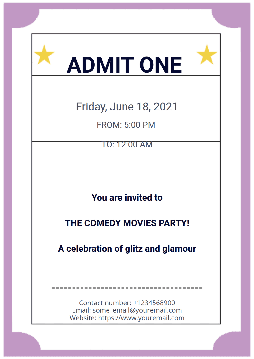 Admit One Ticket Template Admit One Ticket Template