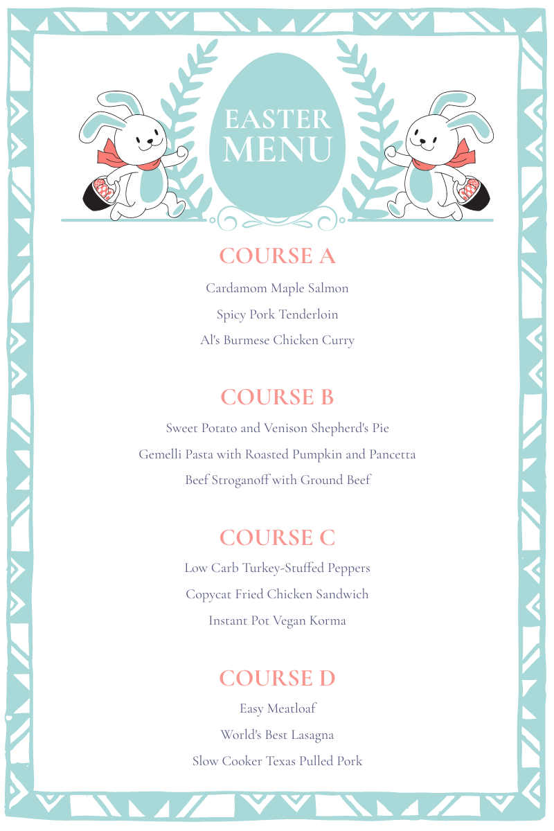 Adorable Easter Menu