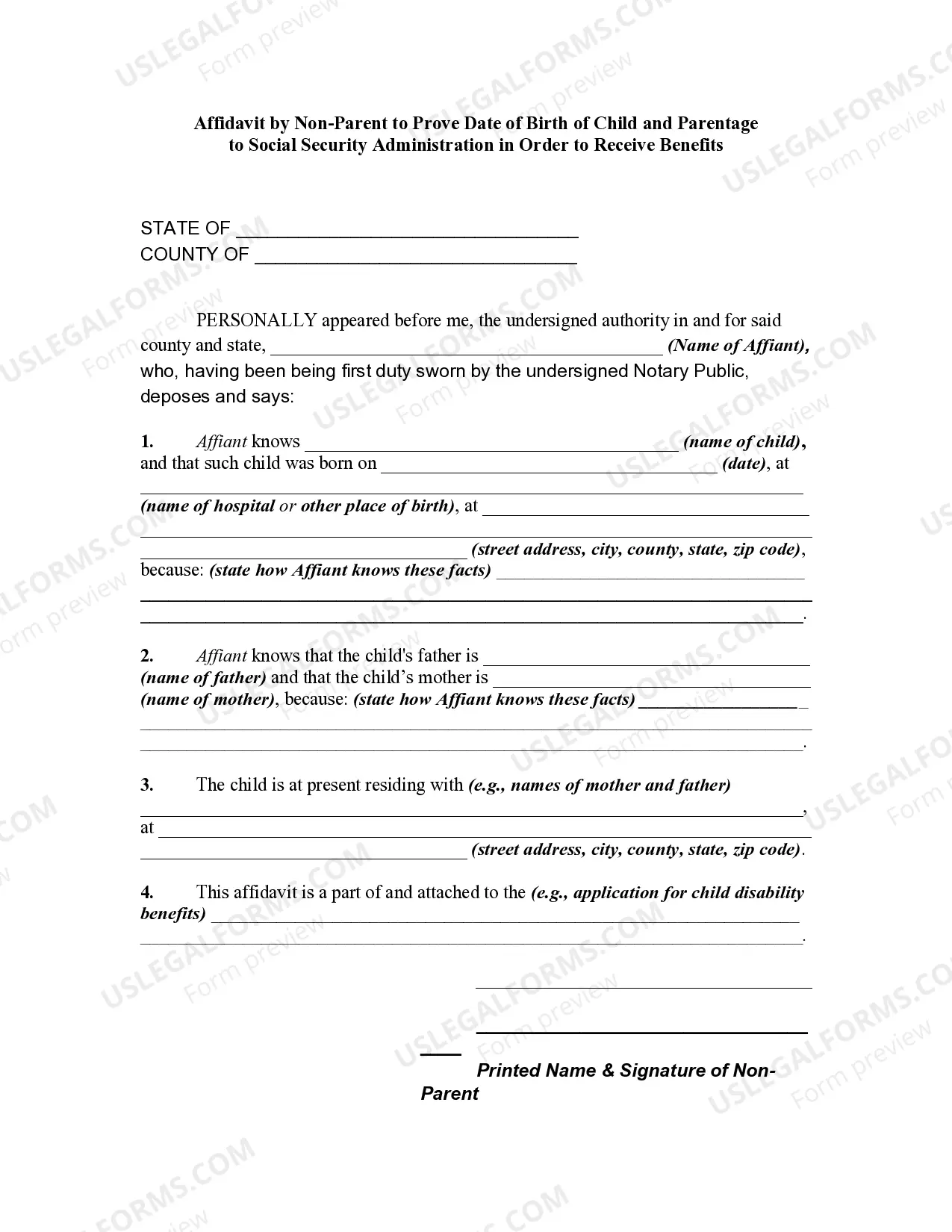 Affidavit By Non Parent To Prove Date Of Birth Of Affidavit By Non Parent To Prove Date Of Birth Of