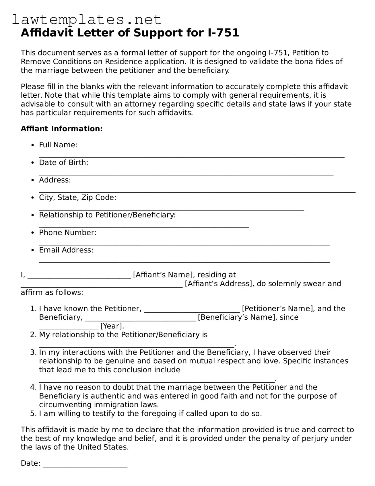 i 751 affidavit sample template