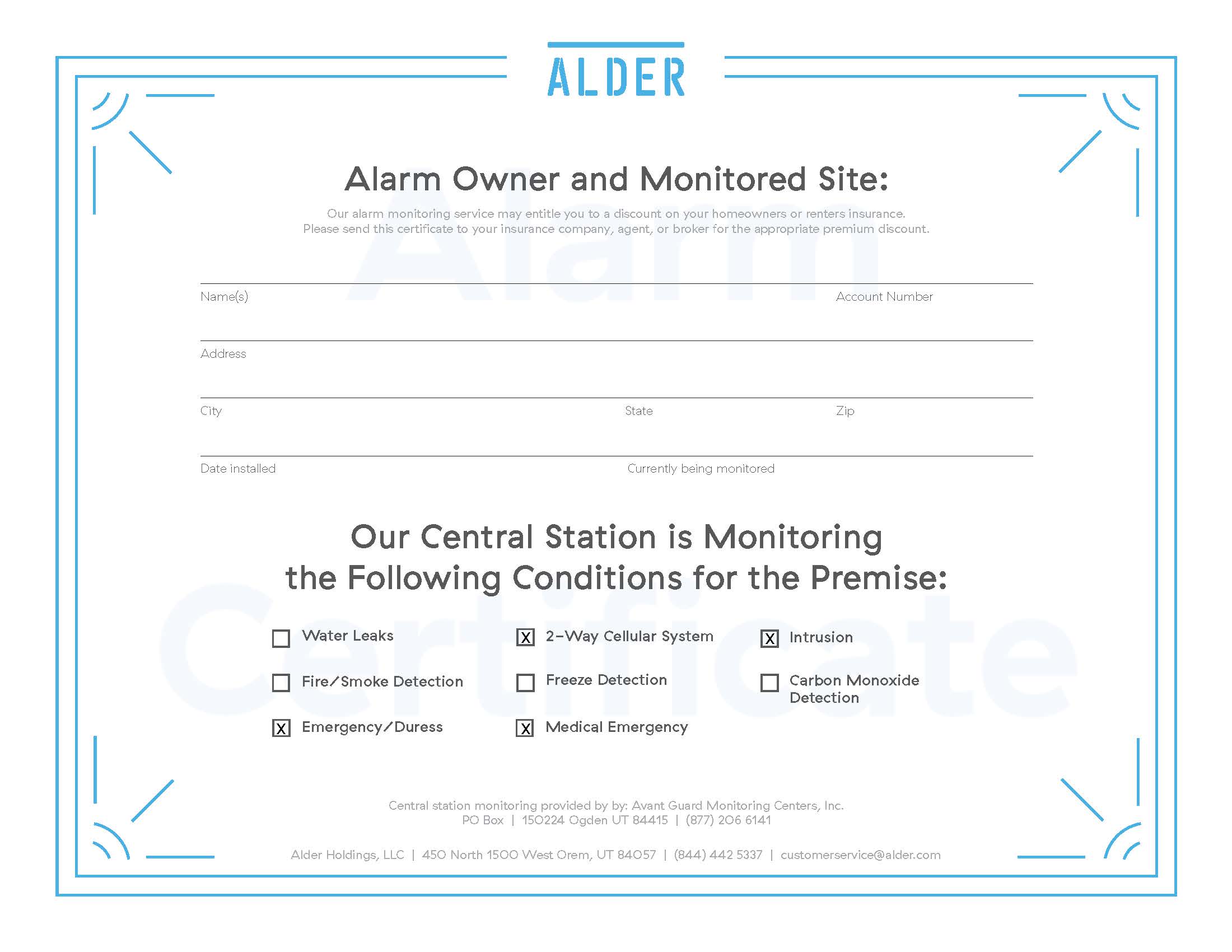 Alarm Monitoring Certificate