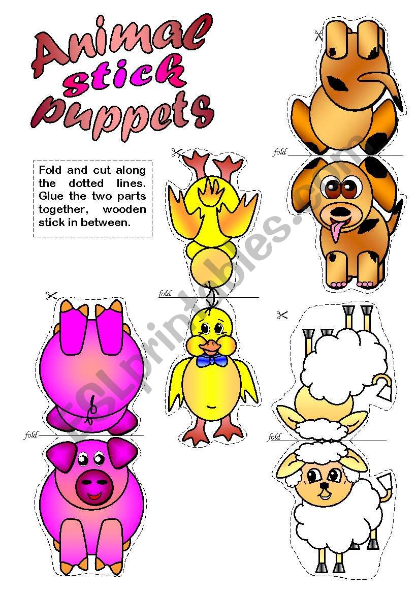 Animal Stick Puppets B W In 214802 Animal Stick Puppets B W In 214802