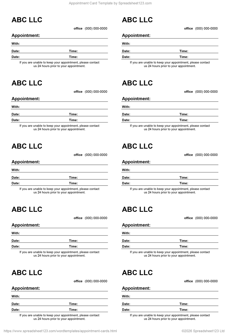 Appointment Cards