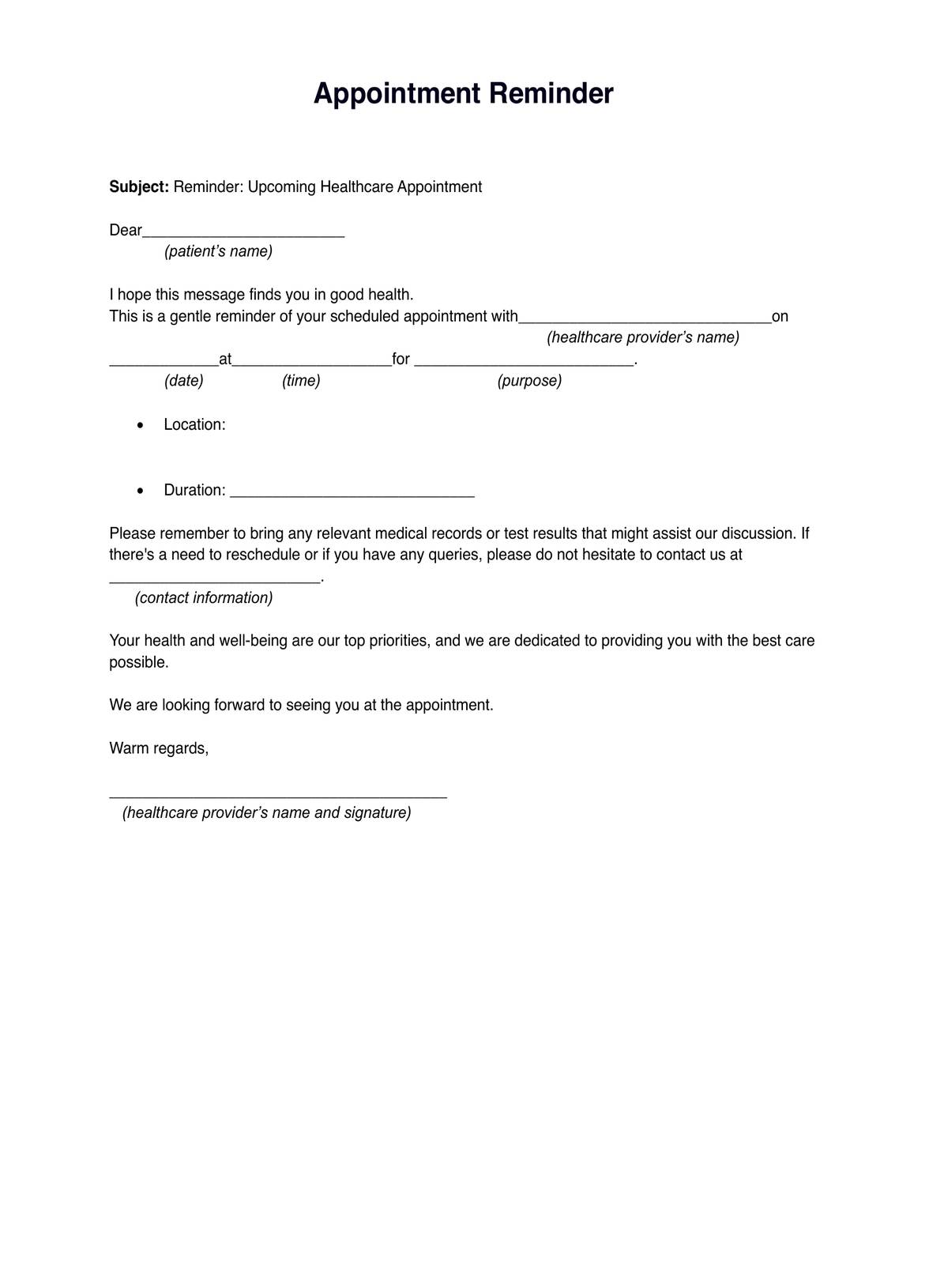 Appointment Reminder Template Appointment Reminder Template