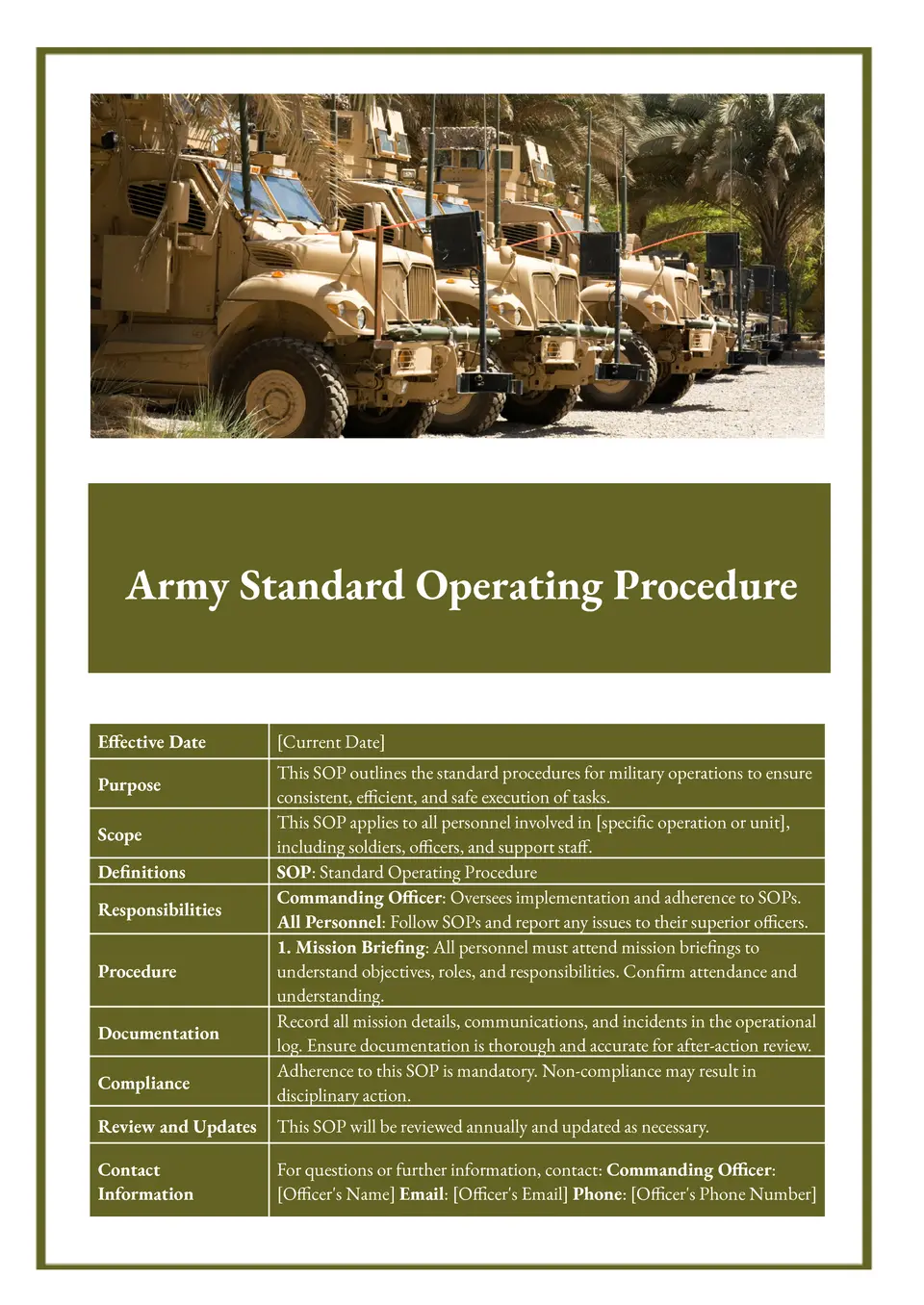 Army Sop Template