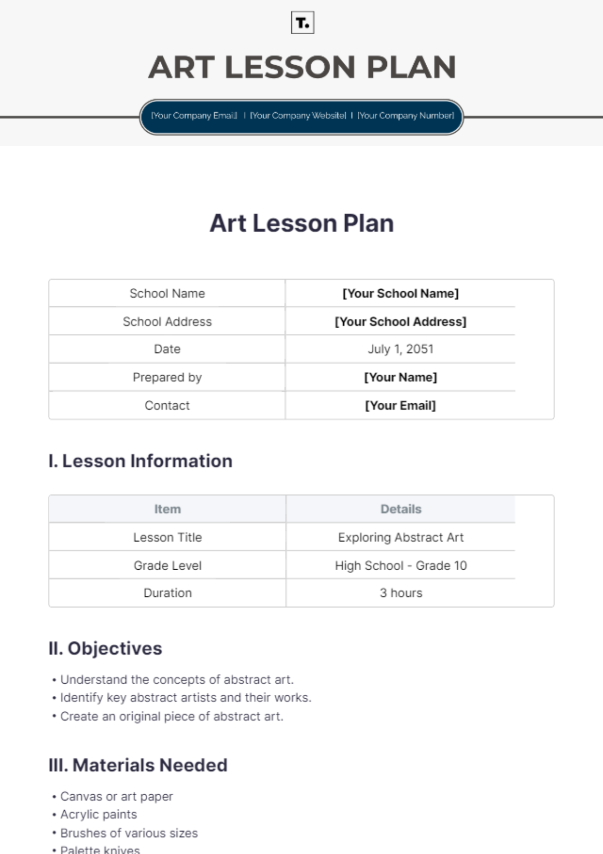 Art Lesson Plan