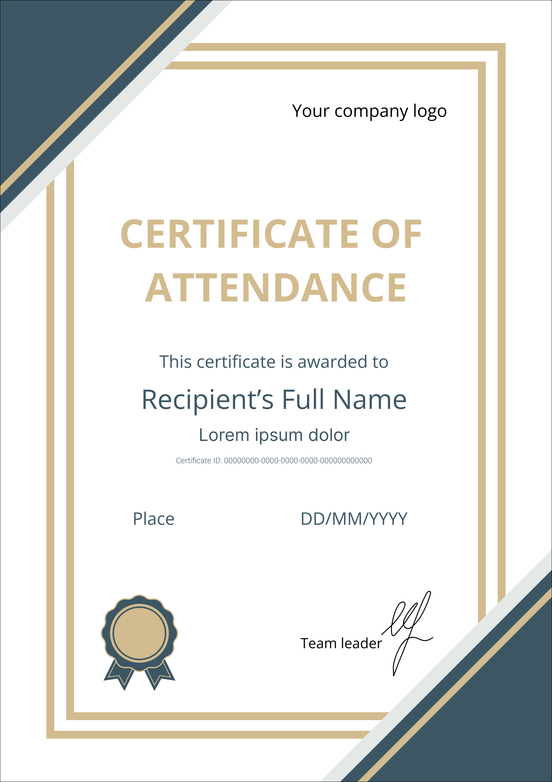 Attendance Certificate Templates Attendance Certificate Templates
