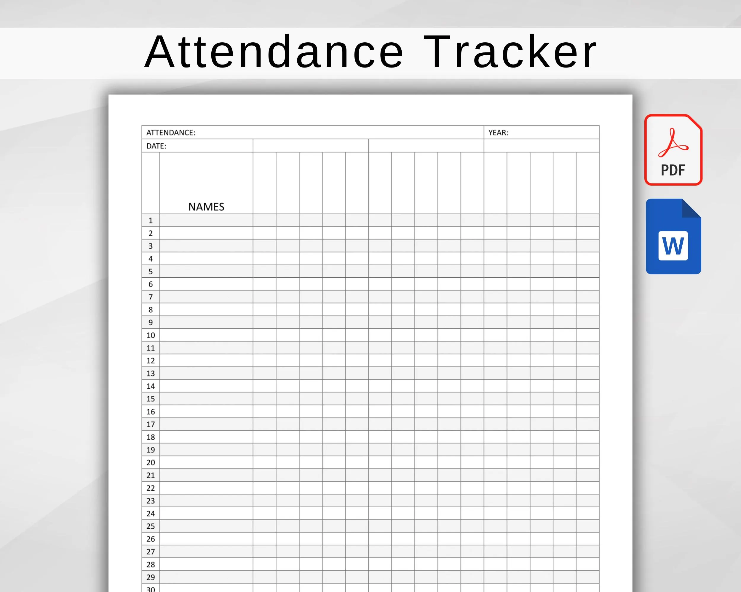 free printable attendance sheet template