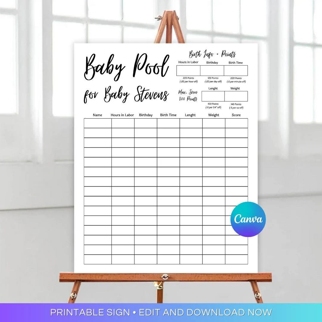 Baby Pool Game Baby Shower Printable