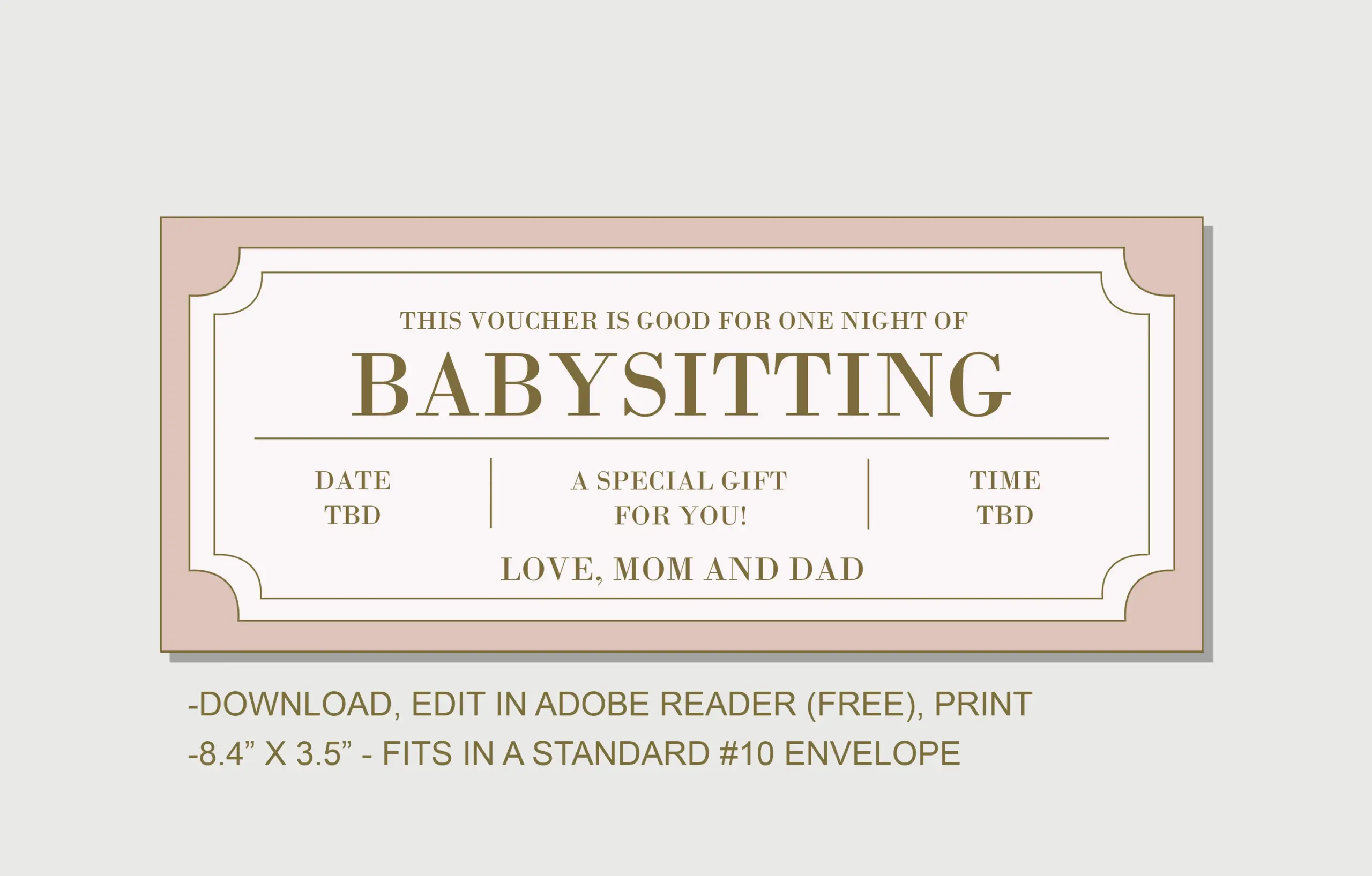 Babysitting Coupon Instant Download Babysitting Coupon Instant Download