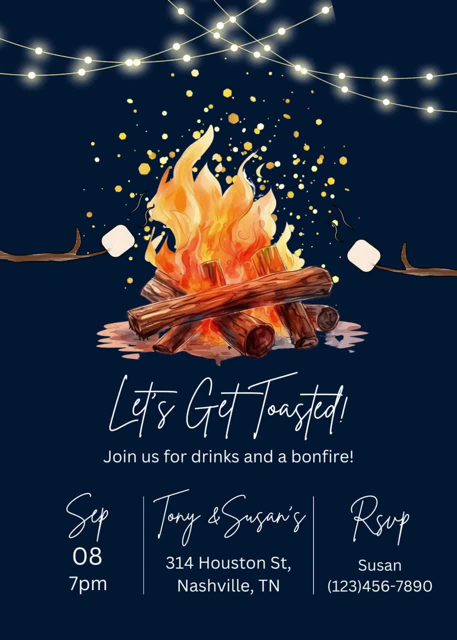 Backyard Bonfire Invitation Editable Backyard Bonfire Invitation Editable