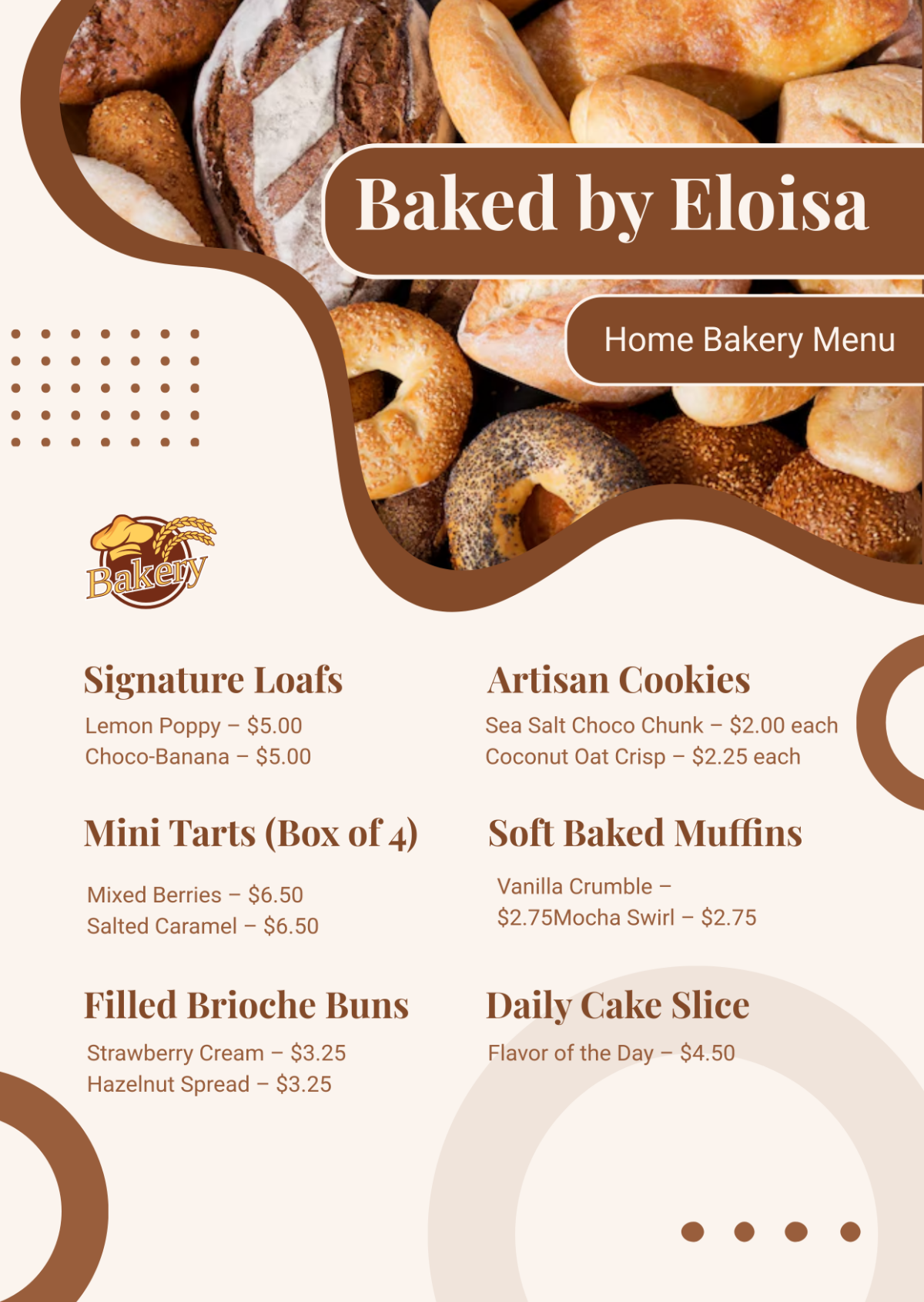 free printable bakery menu template free printable bakery menu template