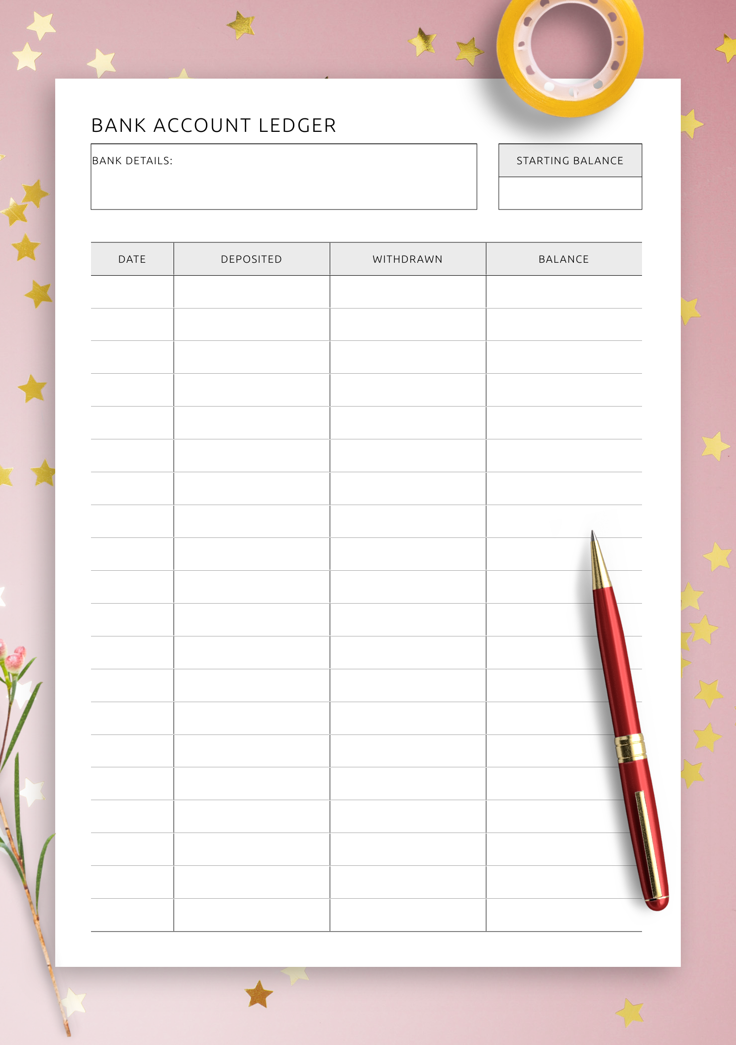 Bank Account Ledger
