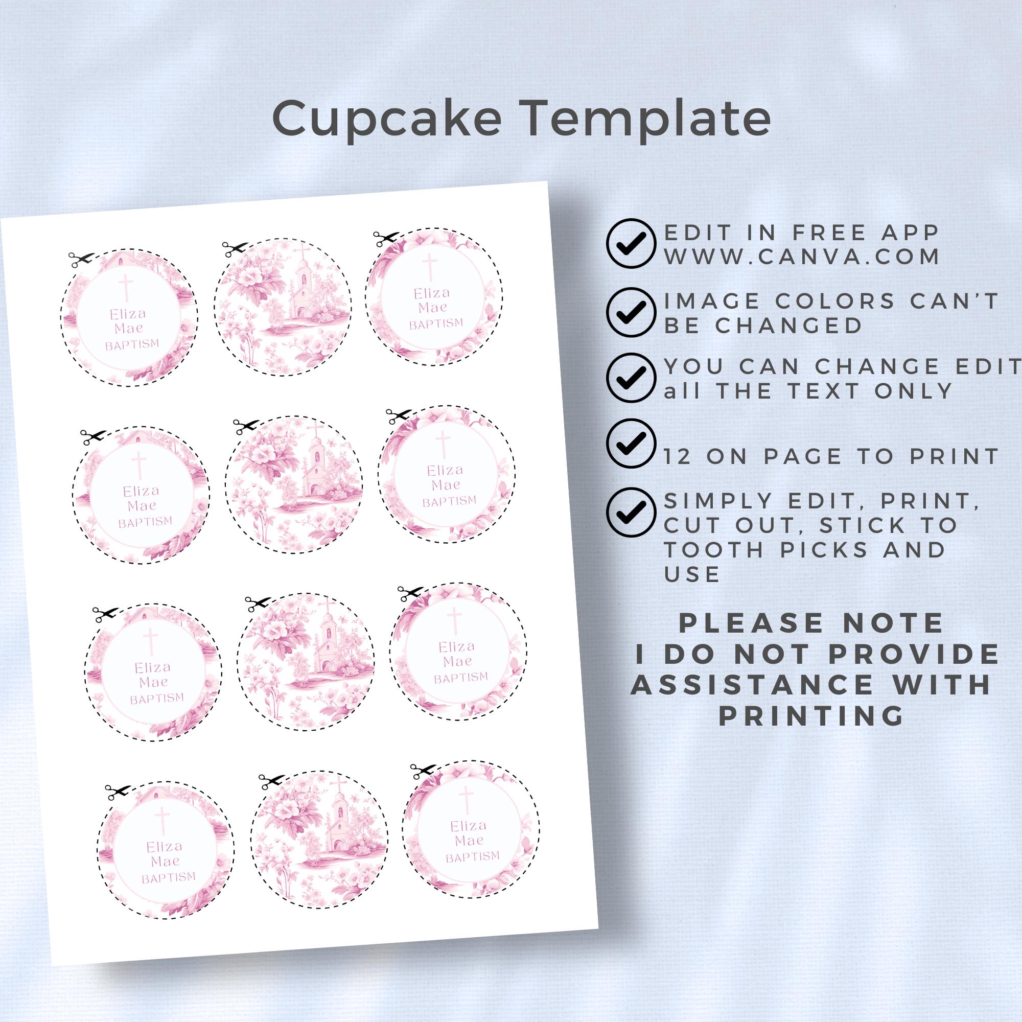 free printable christening cupcake topper template