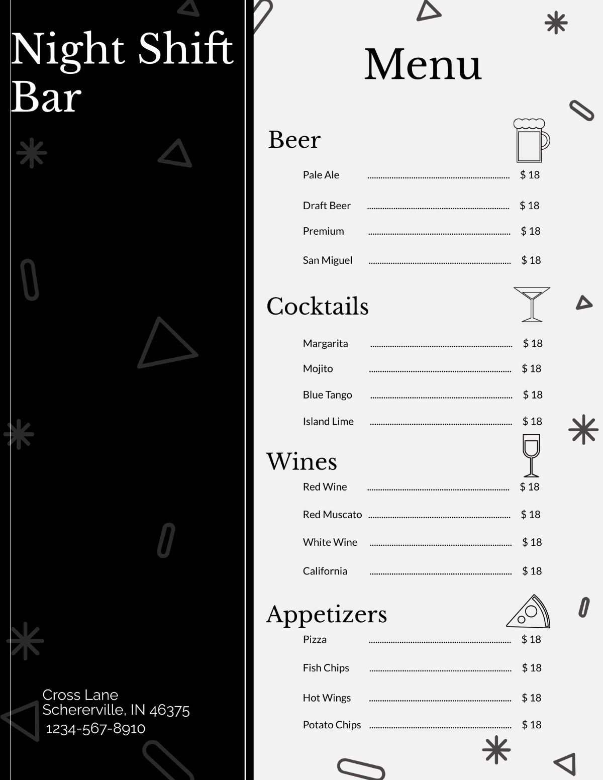 free printable cocktail menu template free printable cocktail menu template