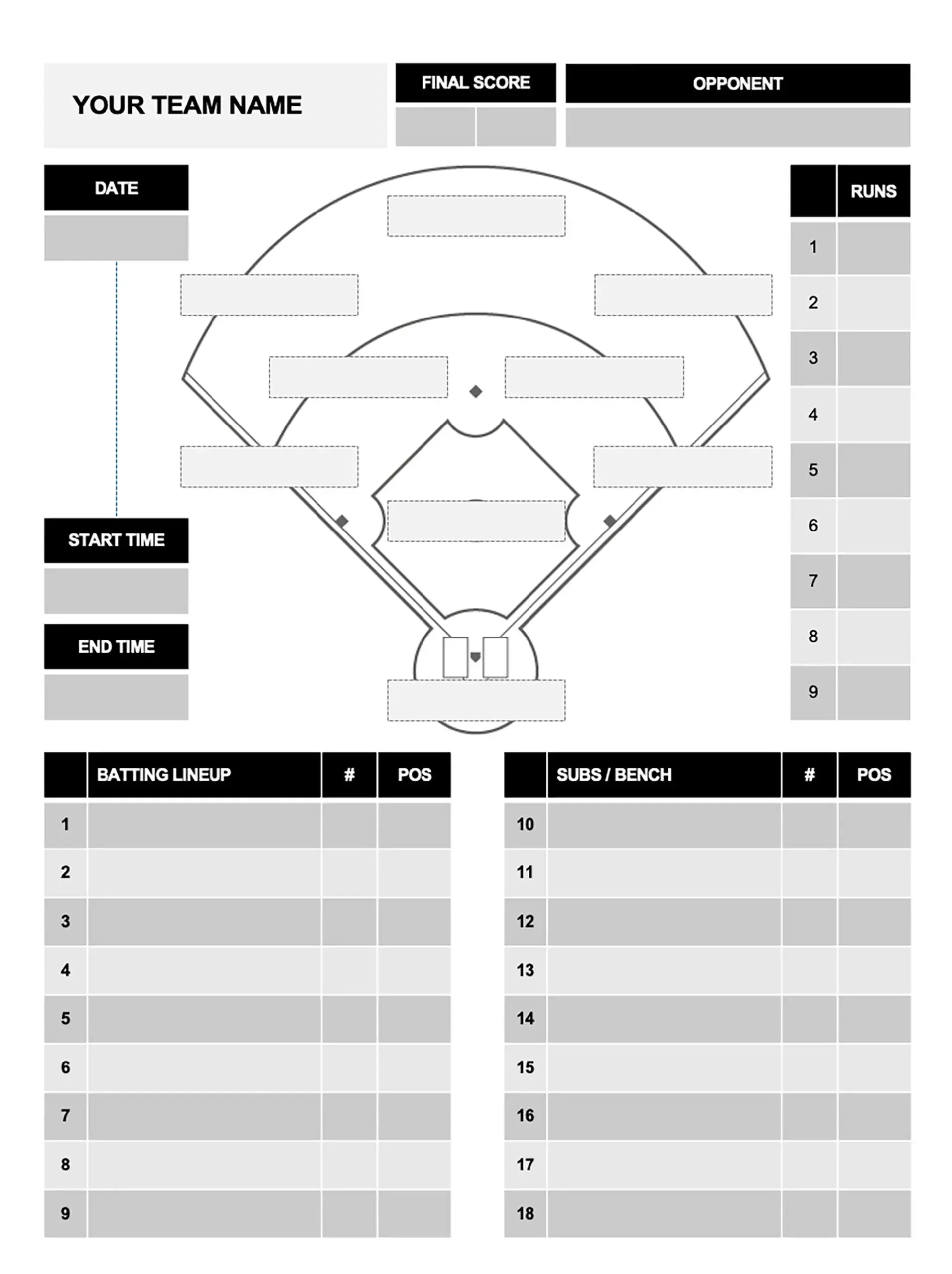 Baseball Field Printable