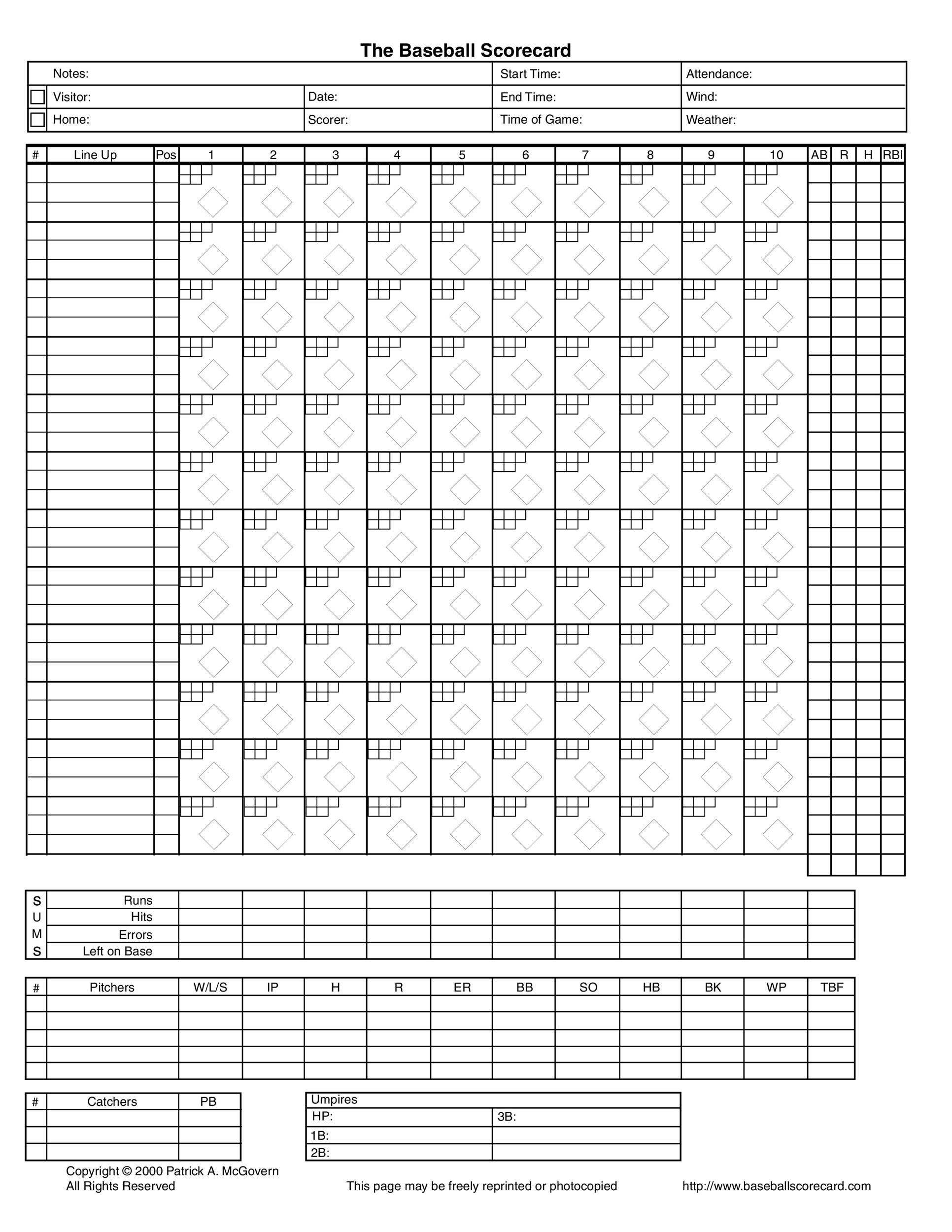 Baseball Score Sheet