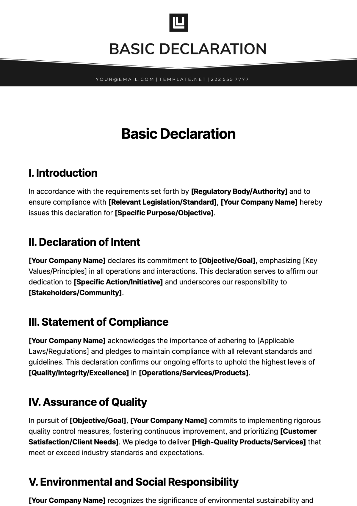 Basic Declaration Basic Declaration