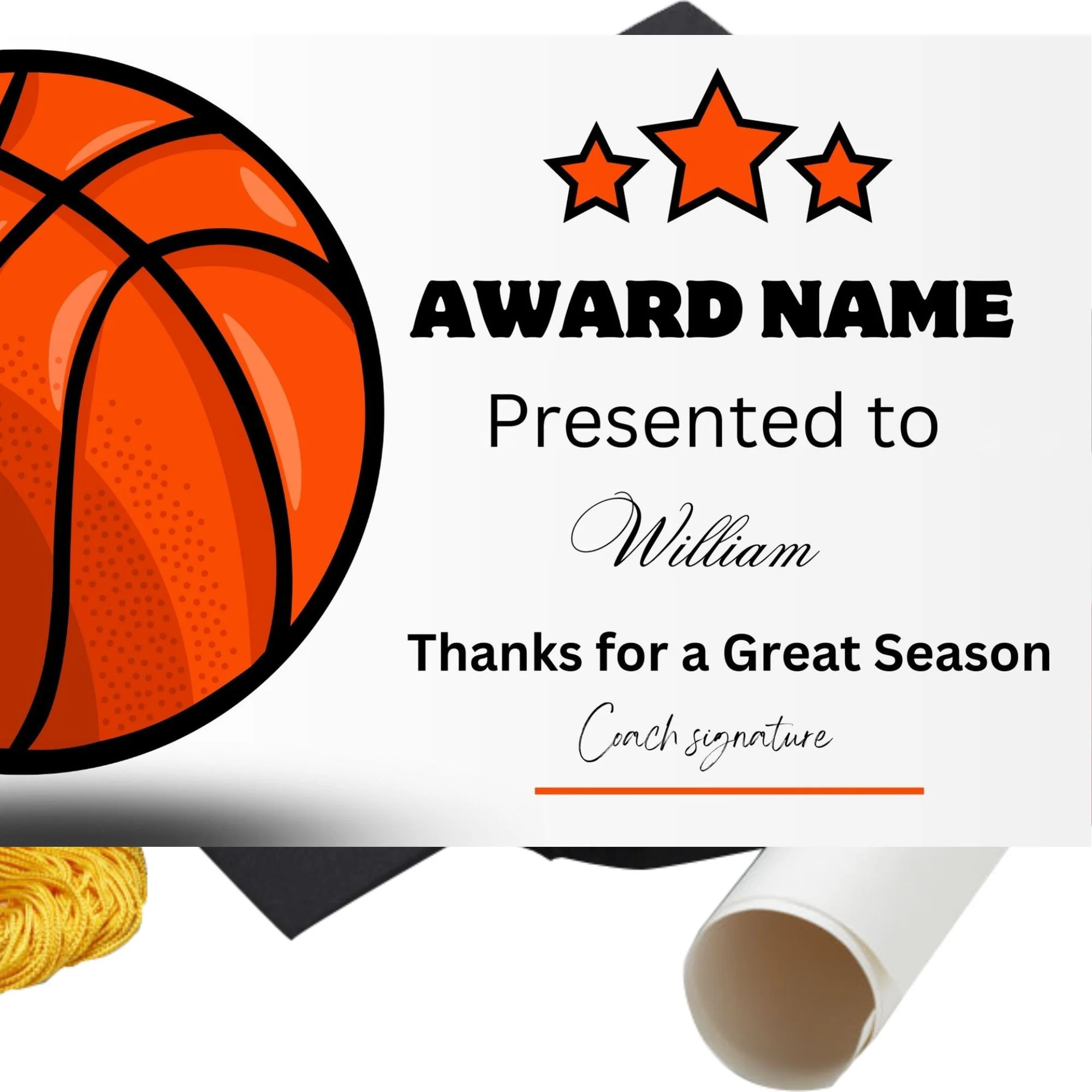 Basketball Award Certificate Editable Basketball Award Certificate Editable